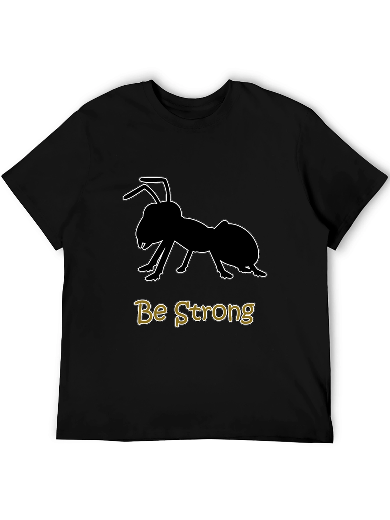 Black Be Strong Ant Graphic Tee - Motivational Black T-Shirt view 5