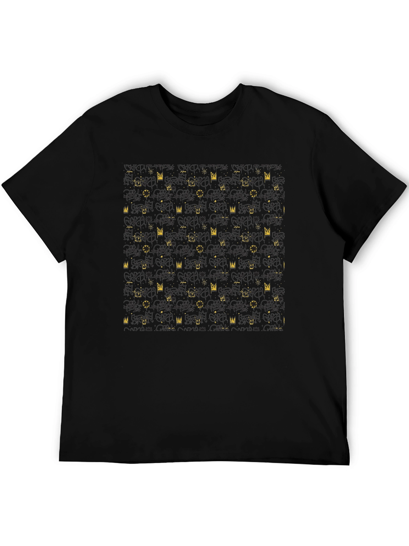 Black Crown Pattern Black T-Shirt view 5