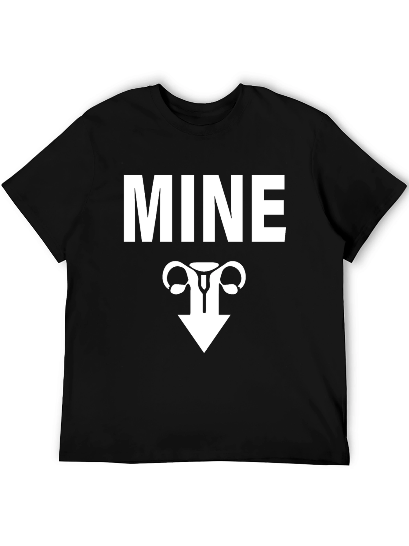 Black MINE Uterus Funny Graphic Tee - Black view 5