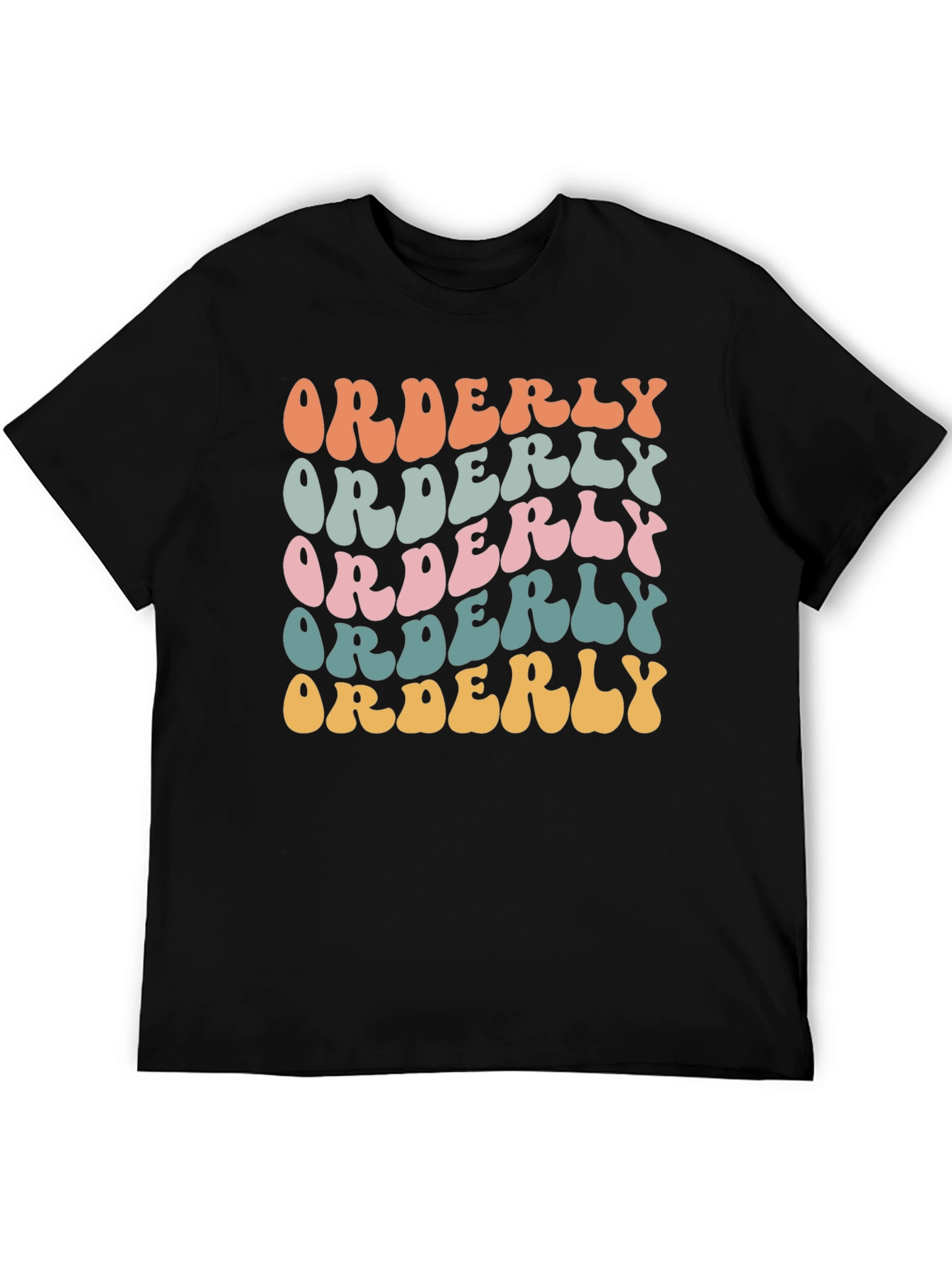 Black Orderly Retro Style Graphic Tee - Black view 5