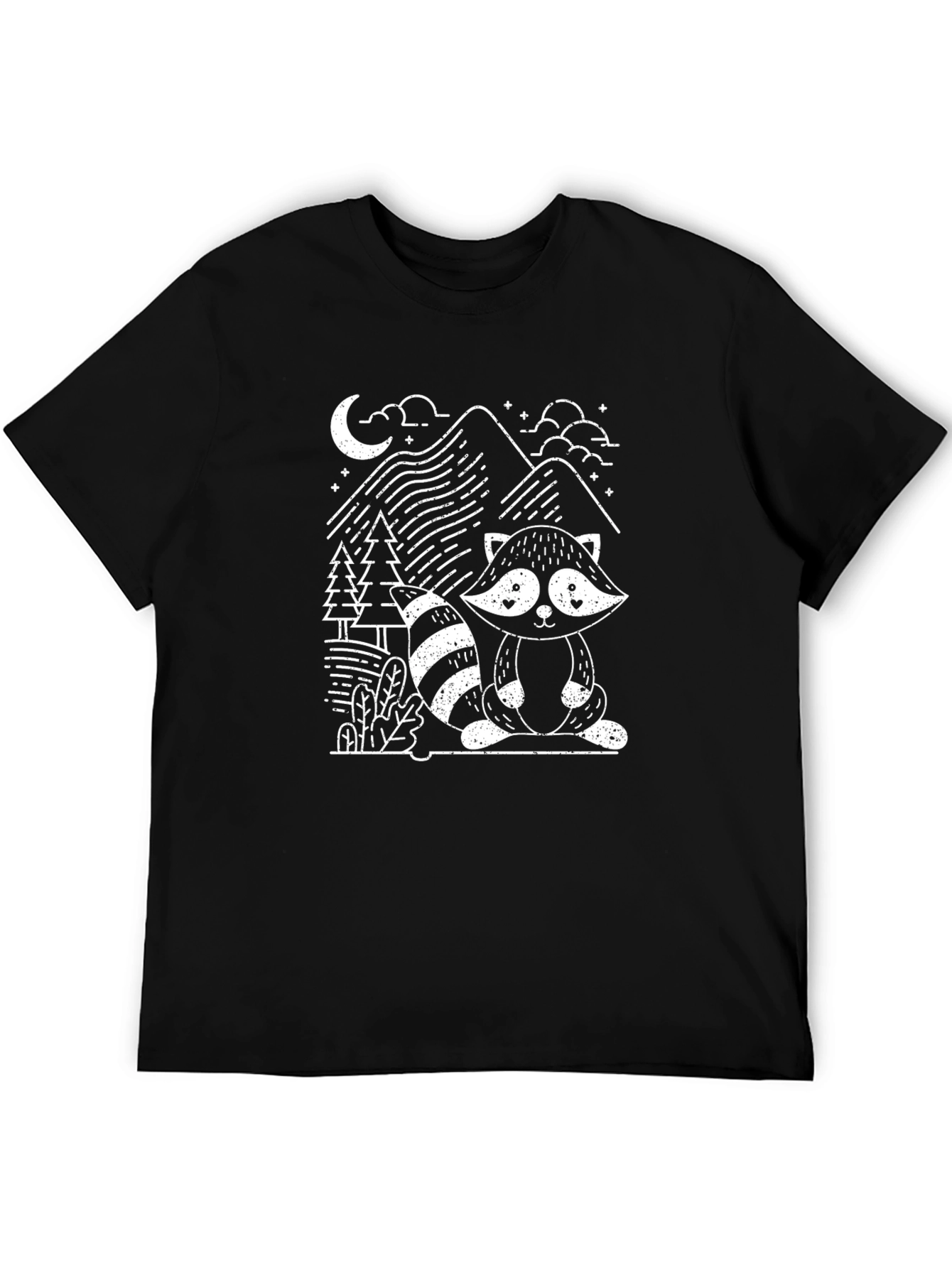 Black Raccoon Graphic Print Black Tee view 5