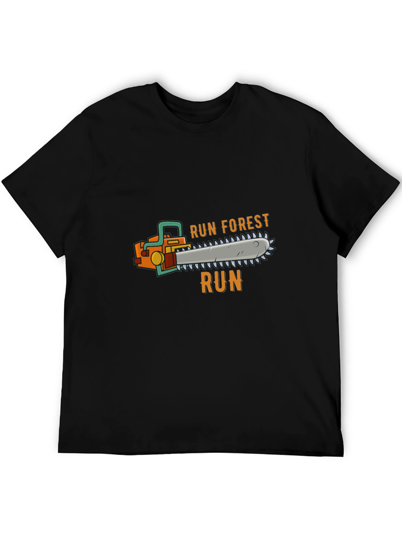 Black Run Forest Run Chainsaw T-Shirt - Novelty Tee view 5