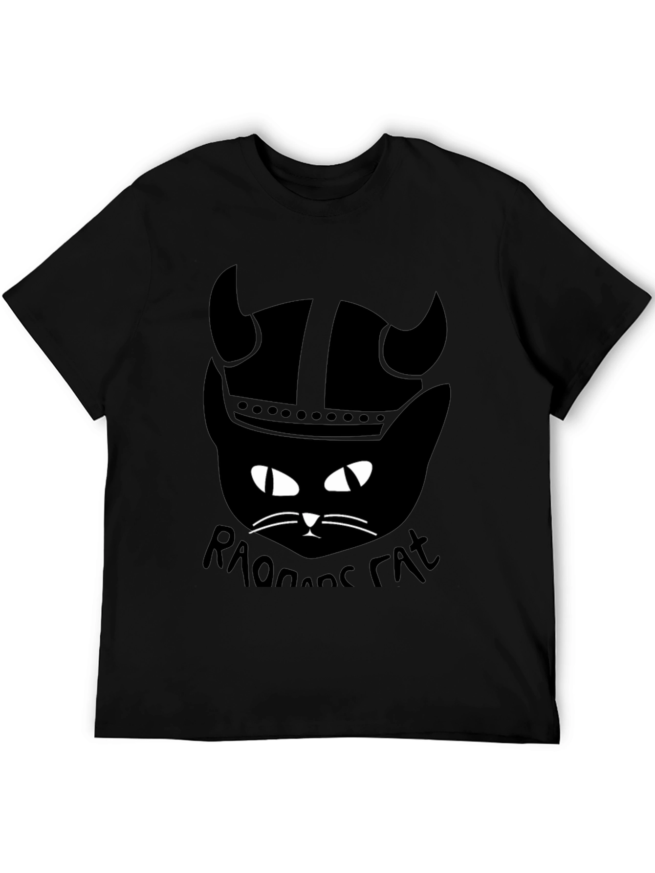 Black Viking Cat T-Shirt - Raonoane Cat - Black Cotton Tee view 5
