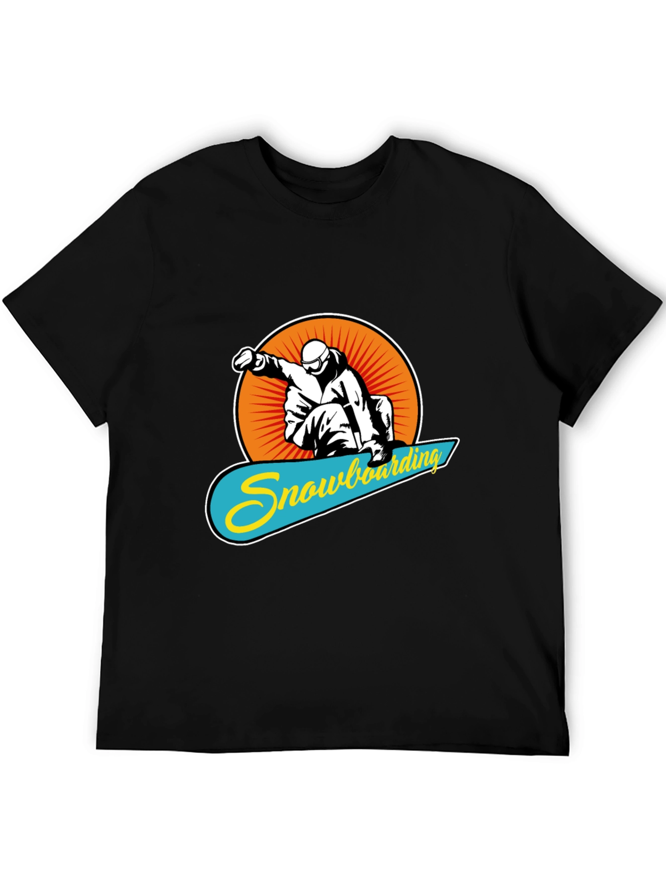 Black Snowboarding Graphic Tee - Black Crew Neck T-Shirt view 5