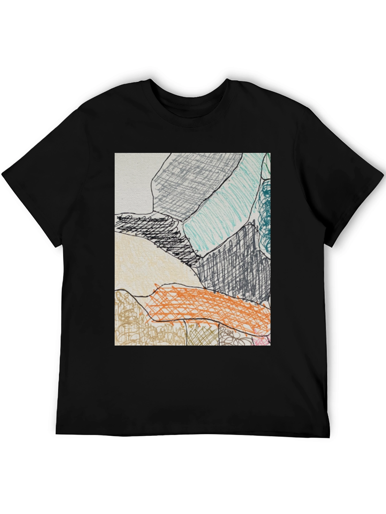 Black Abstract Art Print Black T-Shirt view 5