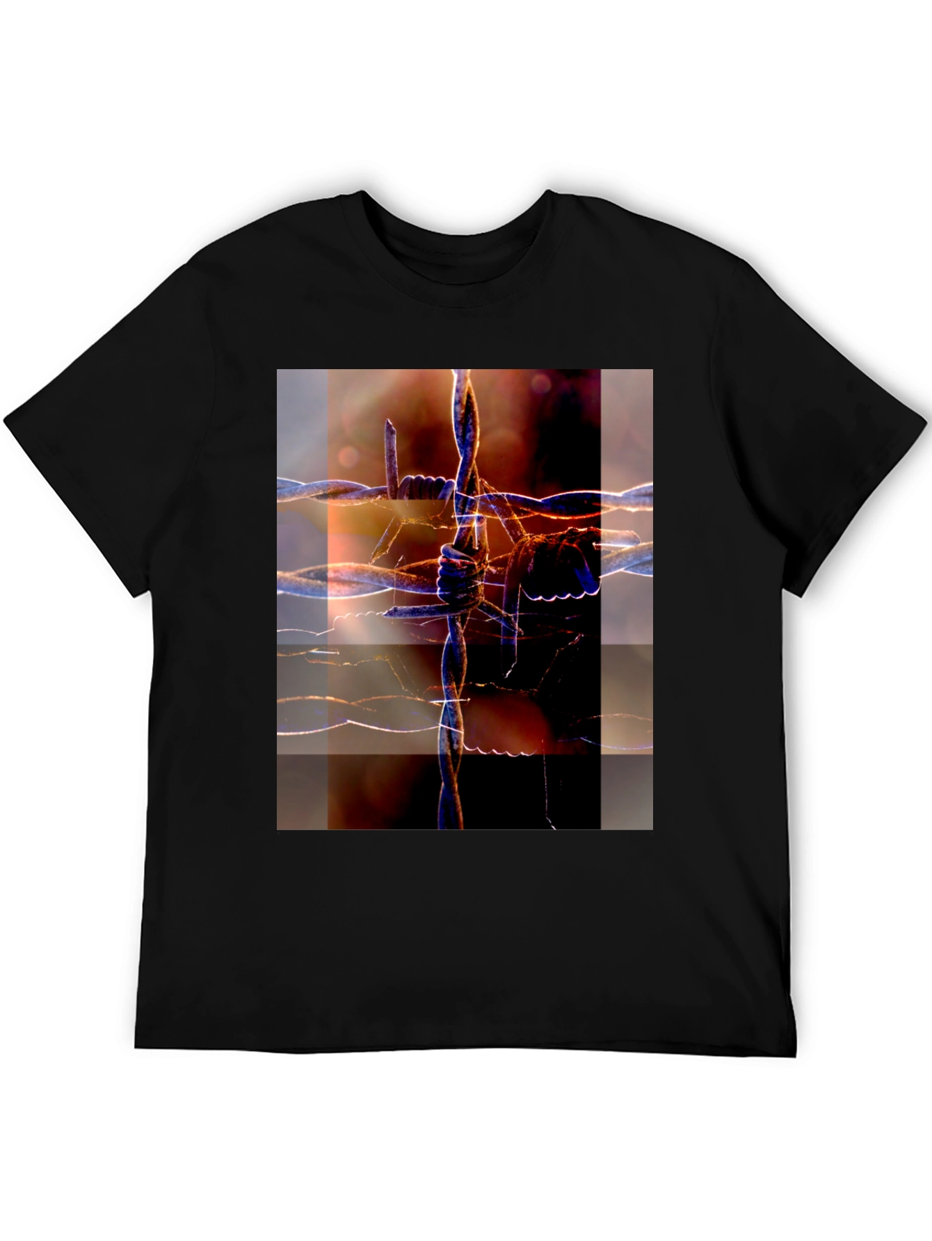 Black Barbed Wire Graphic Tee - Abstract Design view 5