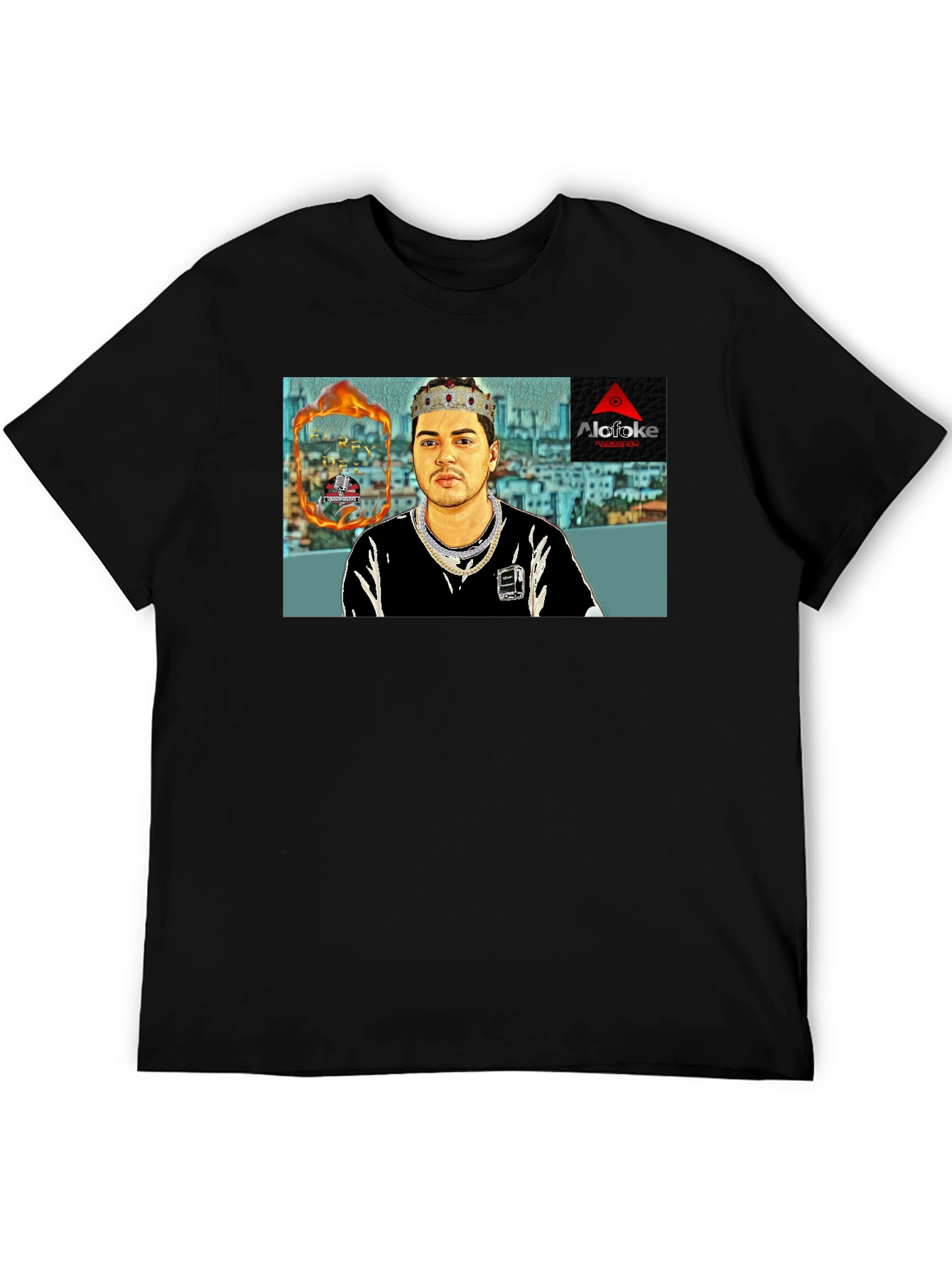 Black Alcafoke T-Shirt - King Cartoon Design view 5