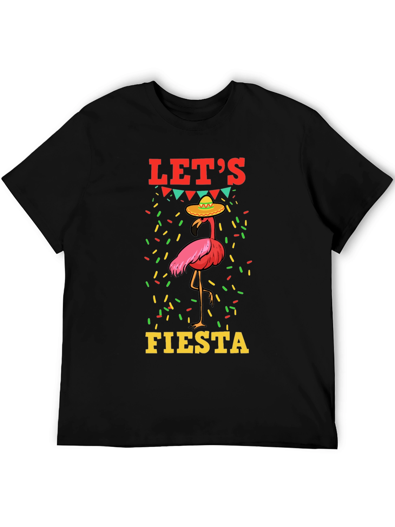 Black Let's Fiesta Flamingo Graphic T-Shirt view 5