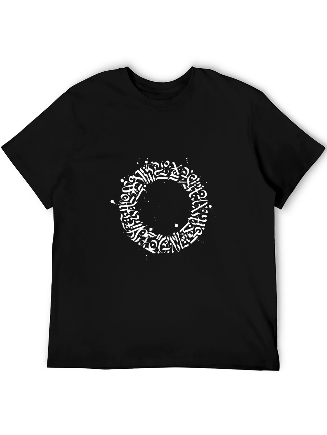 Black Abstract Calligraphy Graphic Tee - Black view 5