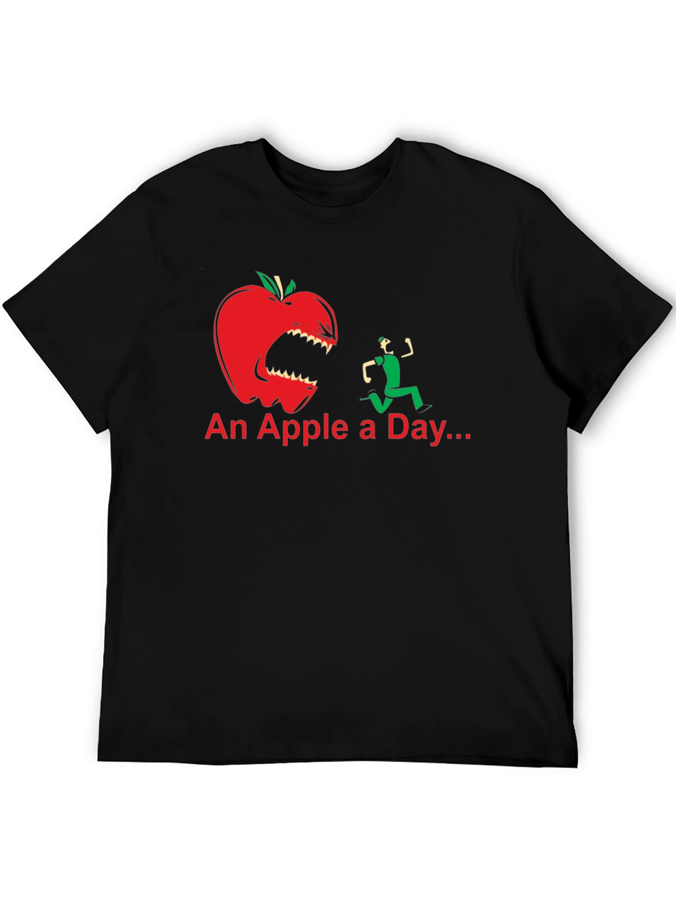 Black An Apple a Day Funny Graphic T-Shirt view 5