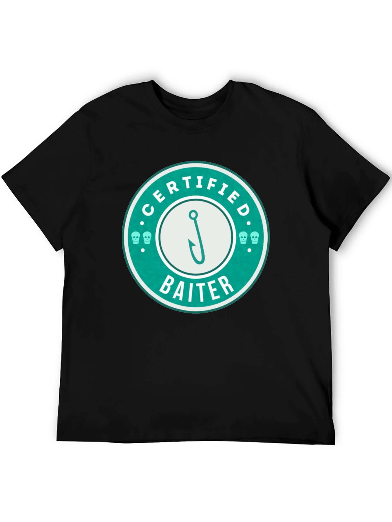 Black Certified Baiter Graphic Tee - Fishing Humor T-Shirt view 5