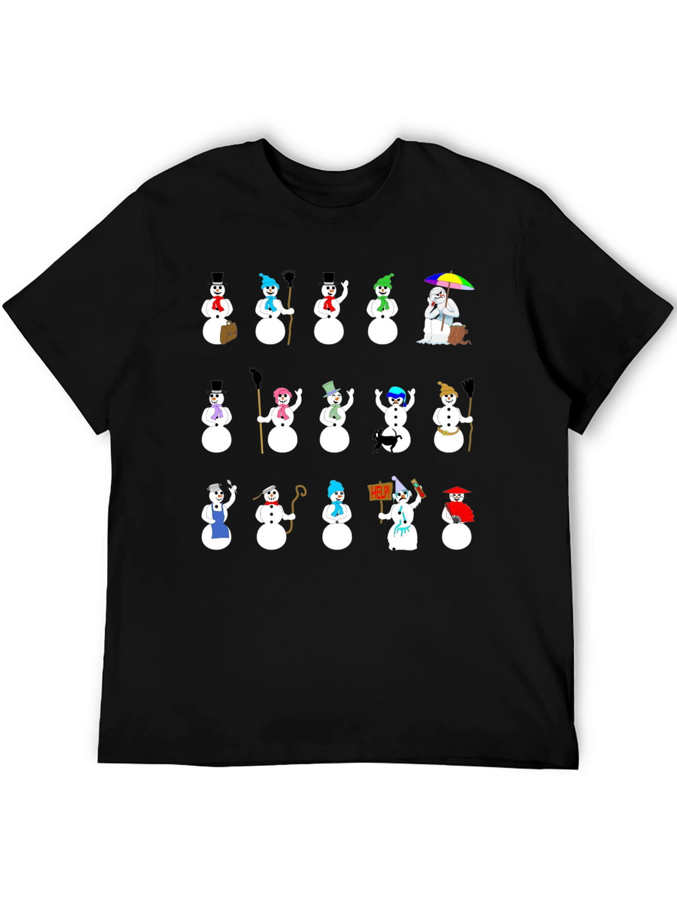 Black Novelty Snowman Graphic T-Shirt view 5