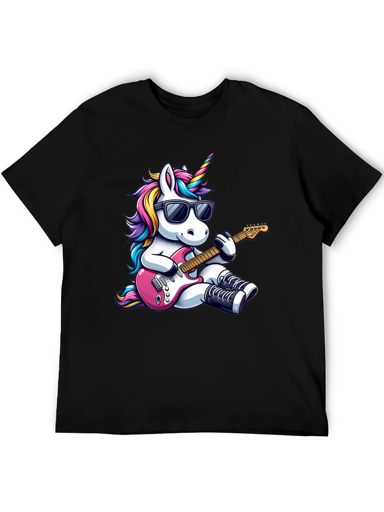 Black Unicorn Guitarist Black T-Shirt view 5