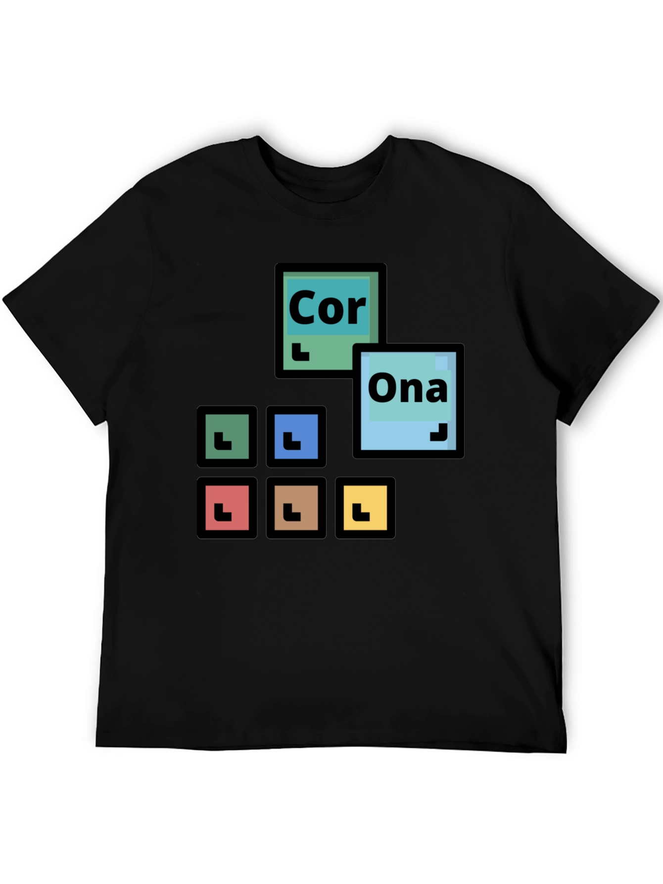 Black Periodic Table Corona T-Shirt - Black Cotton Tee view 5