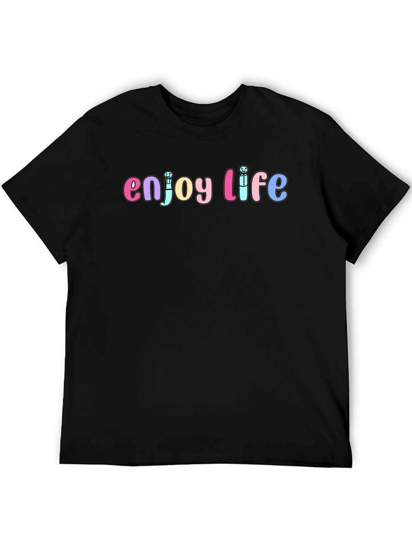 Black Enjoy Life Graphic Tee - Unisex Black Cotton T-Shirt view 5