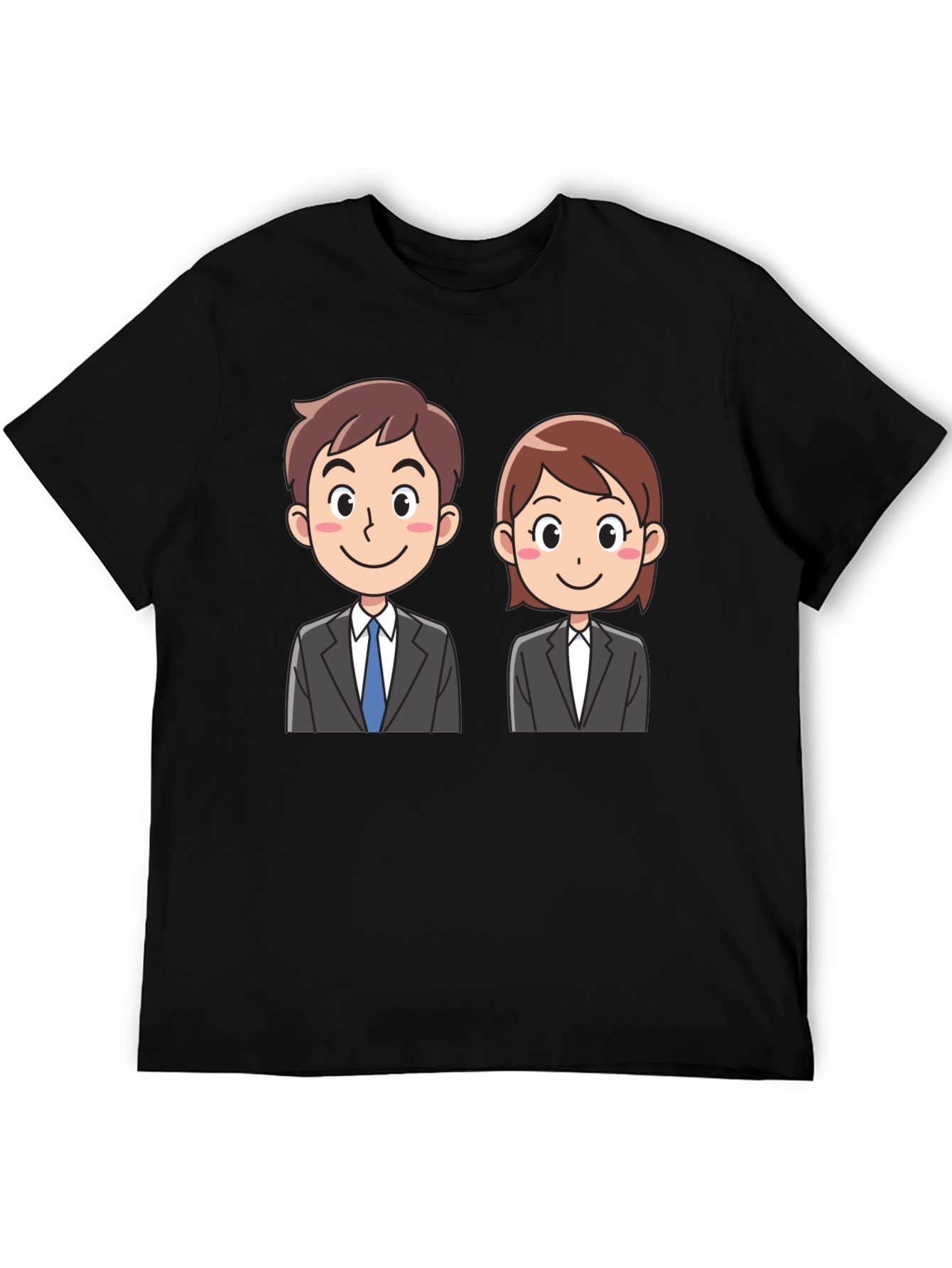 Black Cartoon Business Duo Black T-Shirt view 5