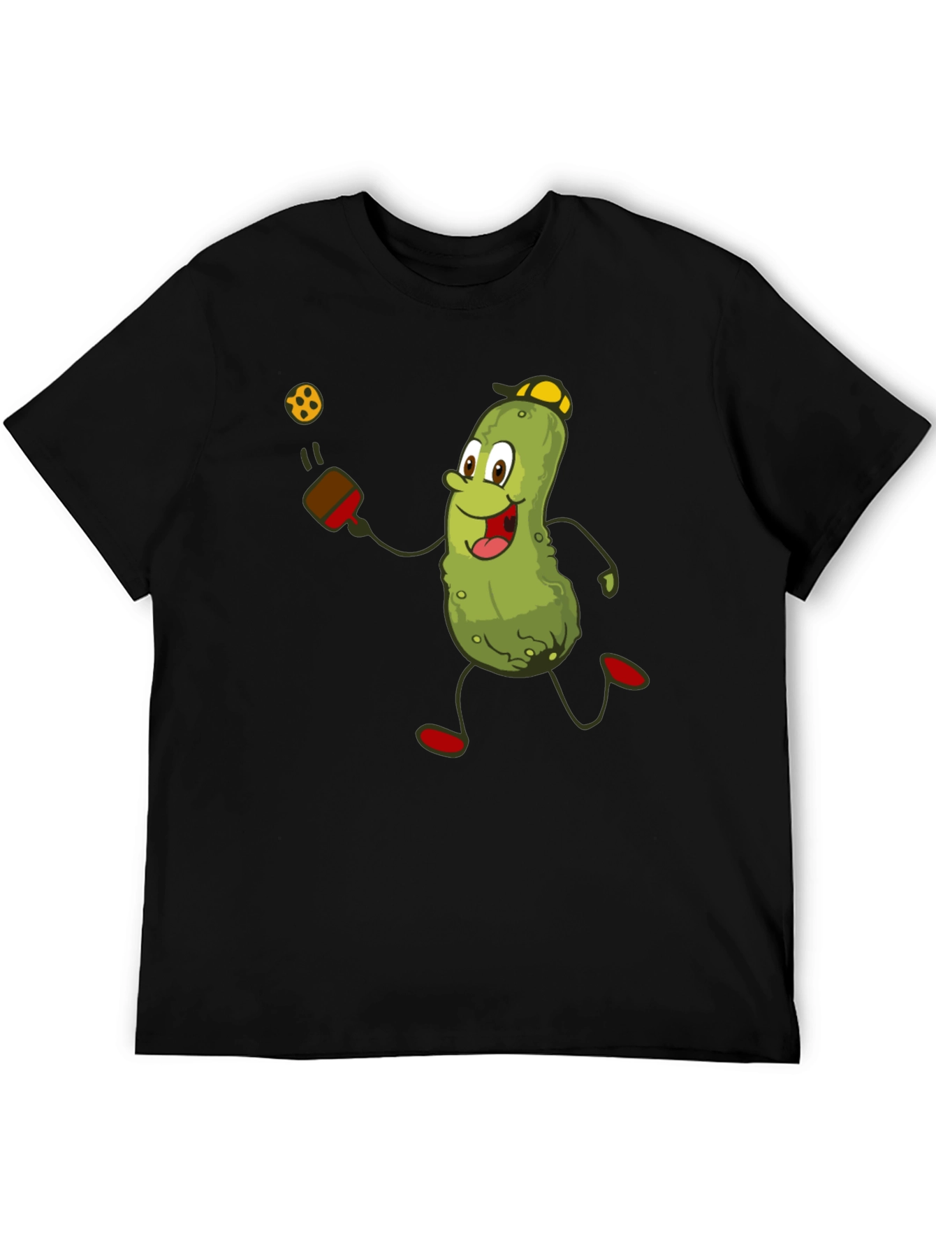 Black Pickleball Pickle T-Shirt - Funny Cartoon Player Tee view 5