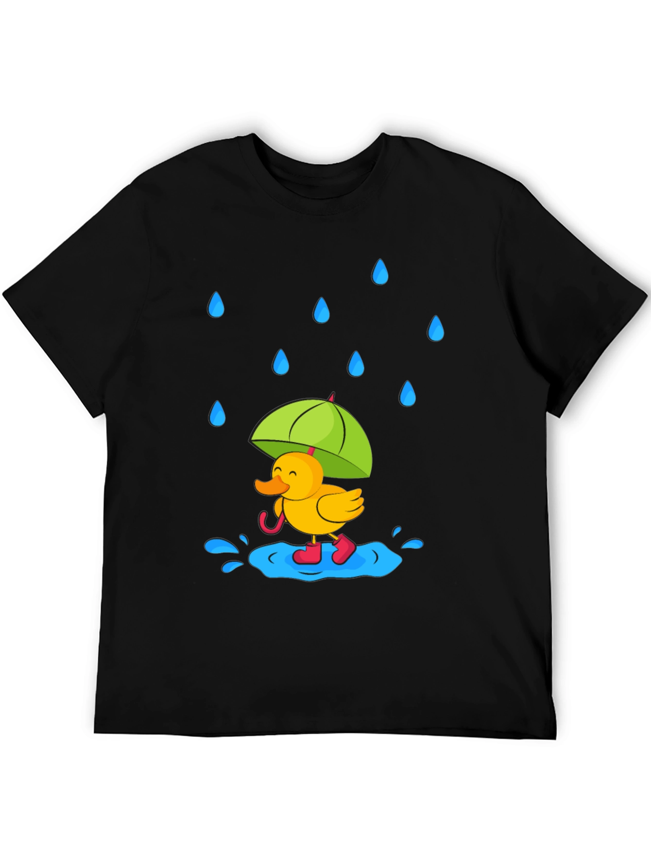 Black Rainy Day Duck T-Shirt - Cute Cartoon Graphic Tee view 5