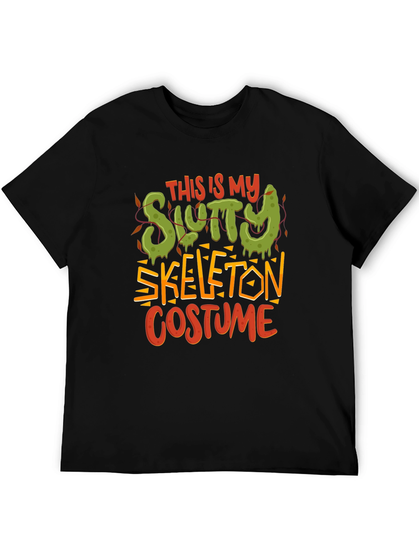 Black Slutty Skeleton Costume Graphic T-Shirt view 5