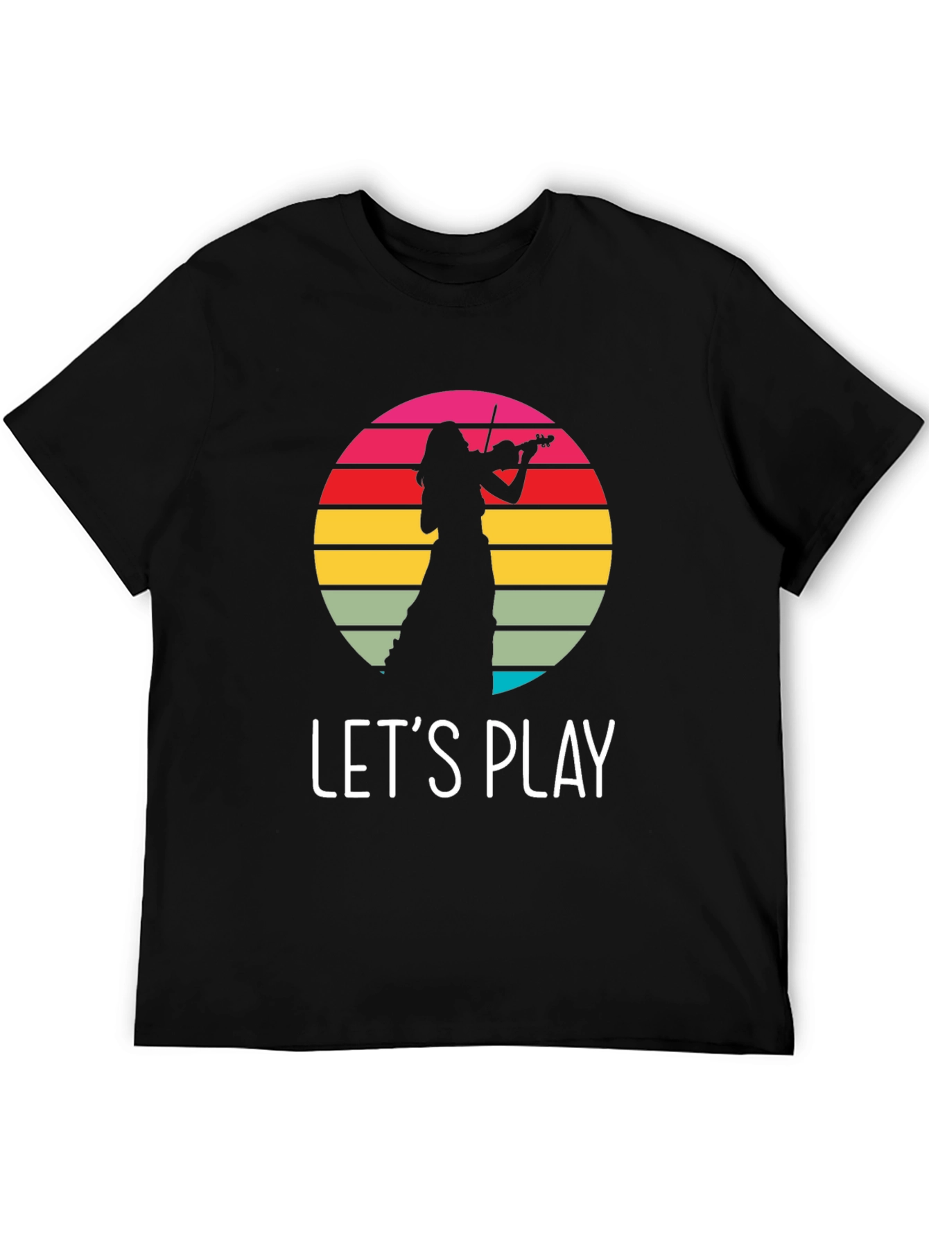 Black Violin Player Retro Sunset Black T-Shirt view 5