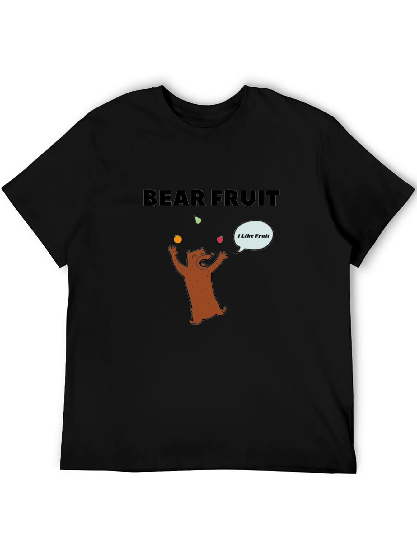 Black Bear Fruit Graphic Tee - Funny Cartoon Bear Design view 5