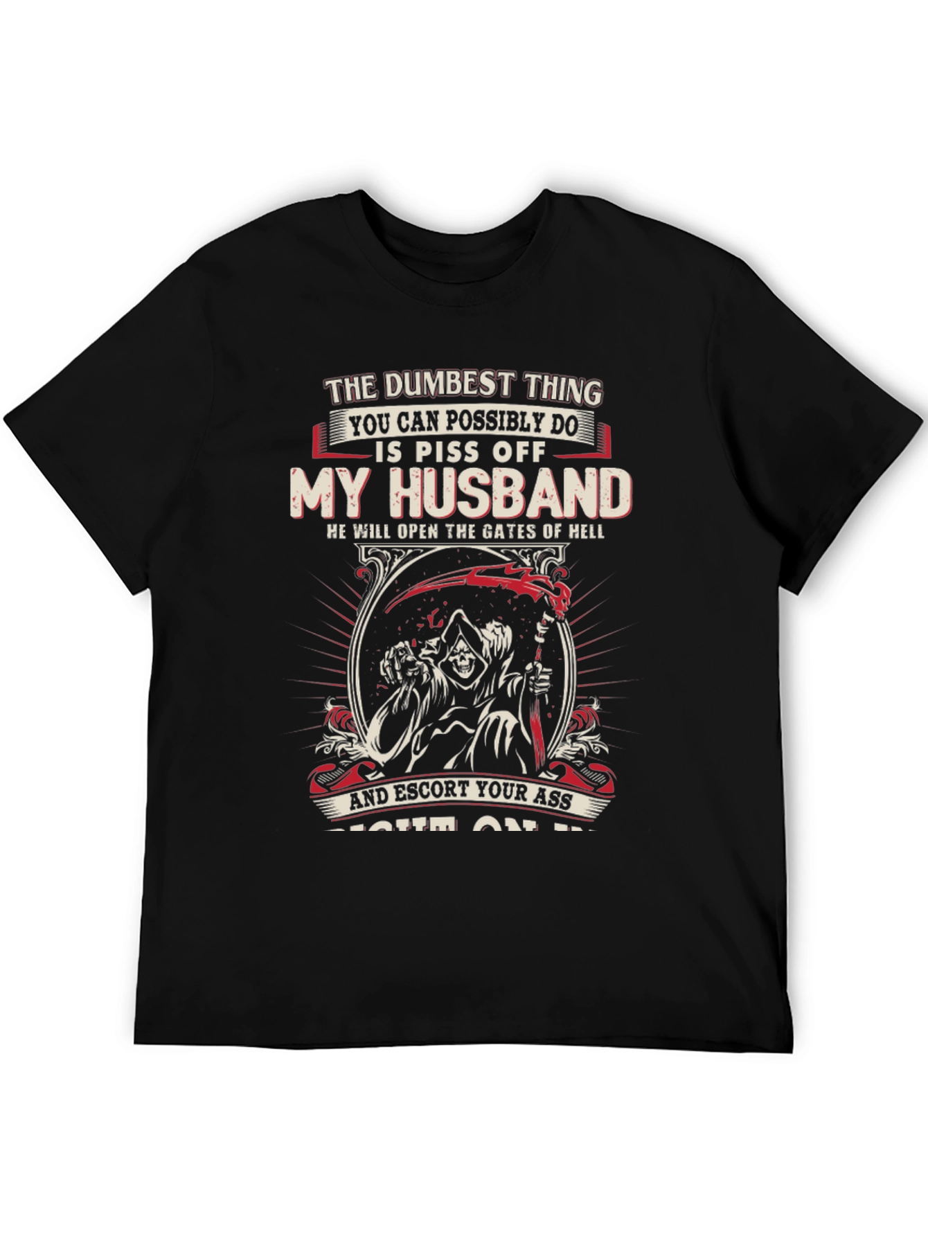 Black Piss Off My Husband Novelty Graphic T-Shirt view 5
