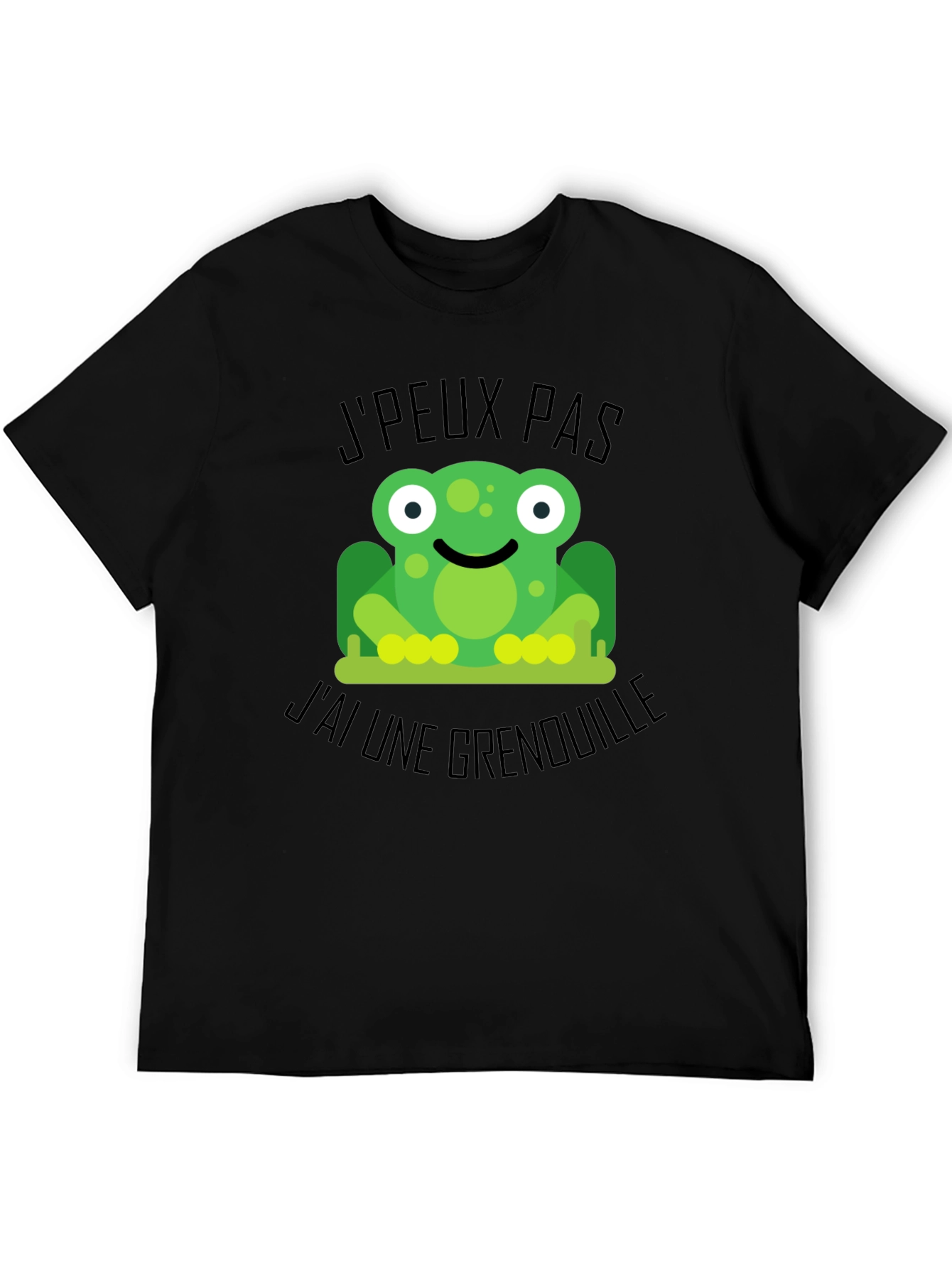 Black Frog Graphic Black T-Shirt: 'J'peux Pas J'ai Une Grenouille' view 5