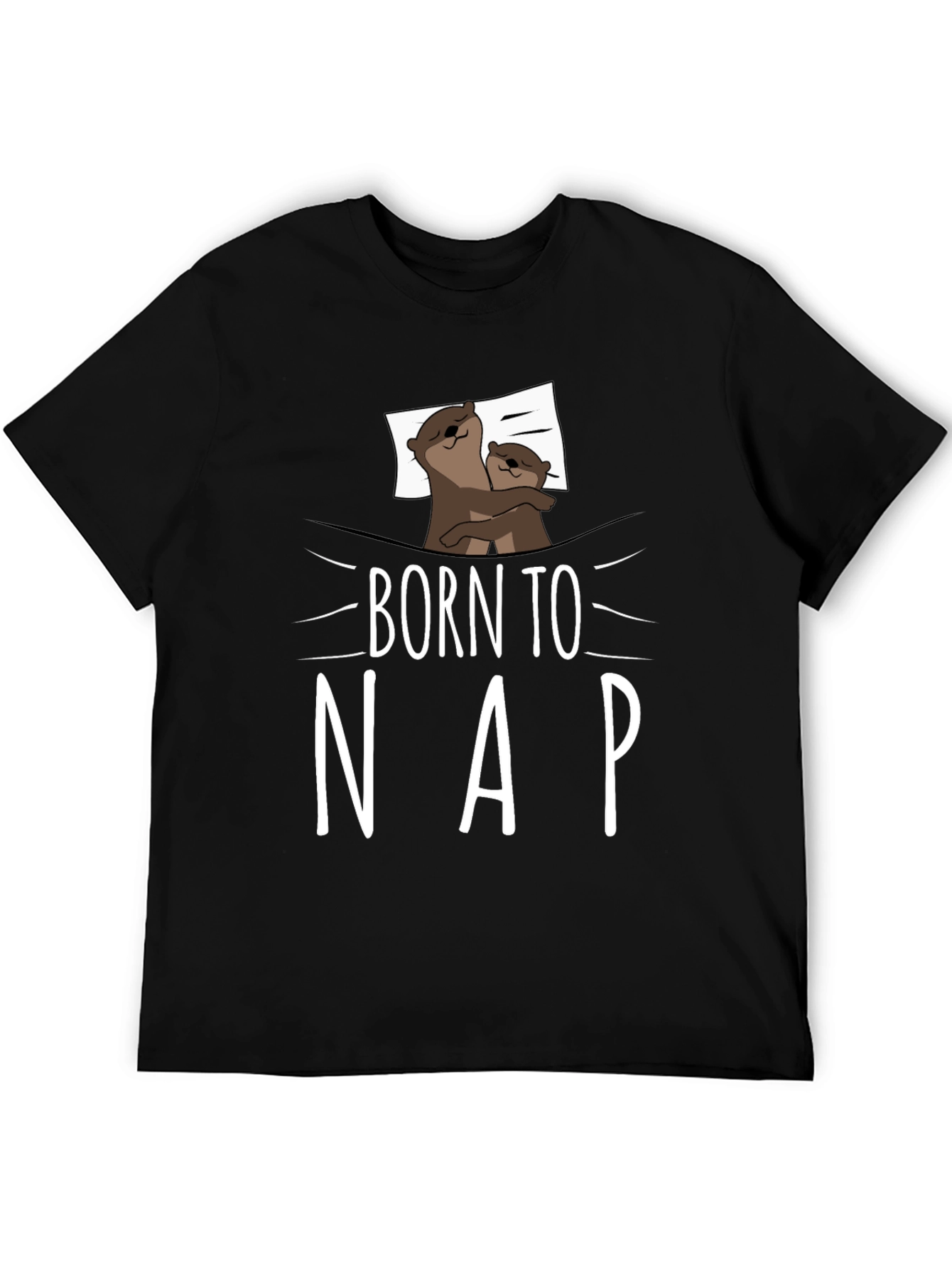 Black Born to Nap Otter Graphic Tee - Comfort Black T-Shirt view 5