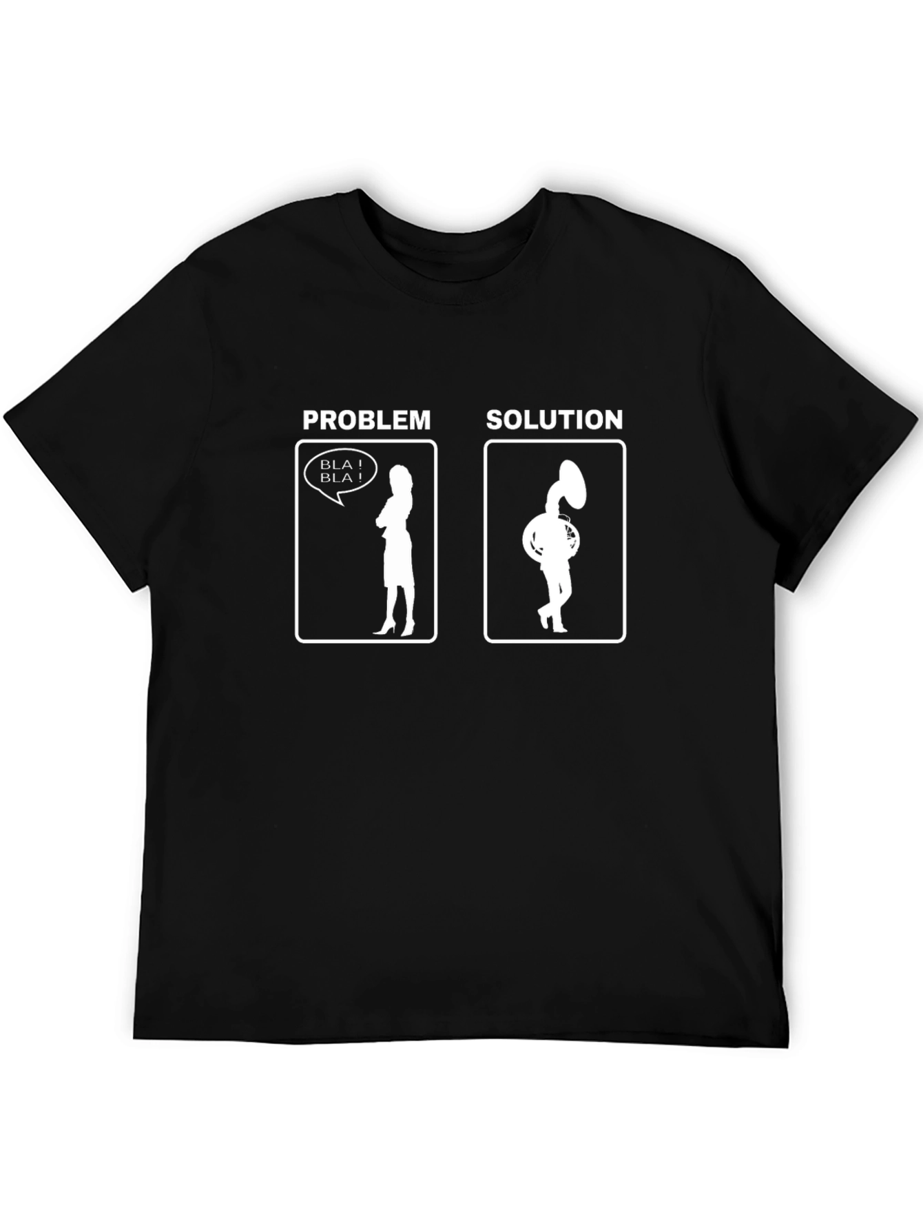 Black Problem Solution Tuba Humor T-Shirt view 5