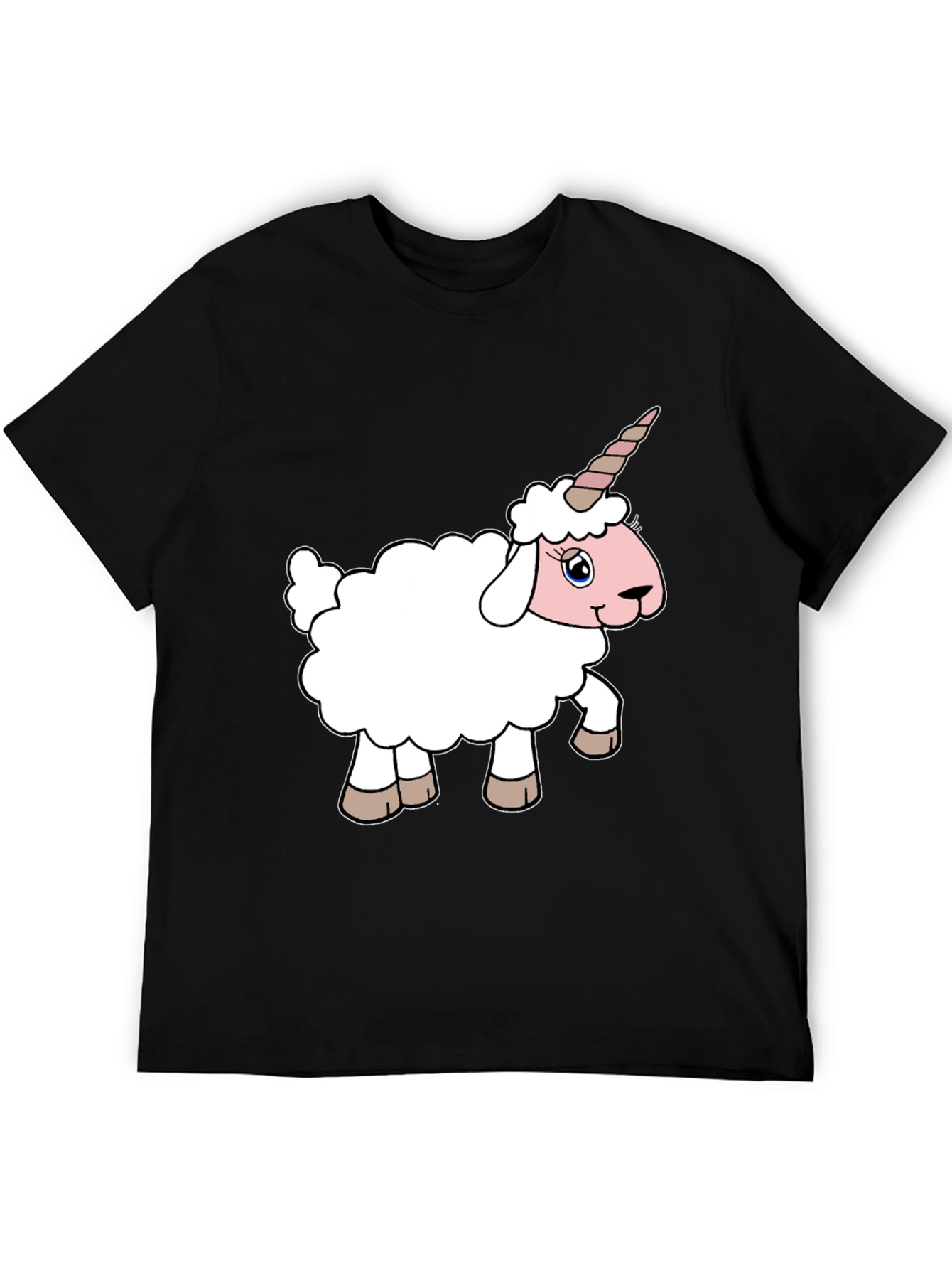 Black Unicorn Sheep Graphic Tee - Black Cotton T-Shirt view 5