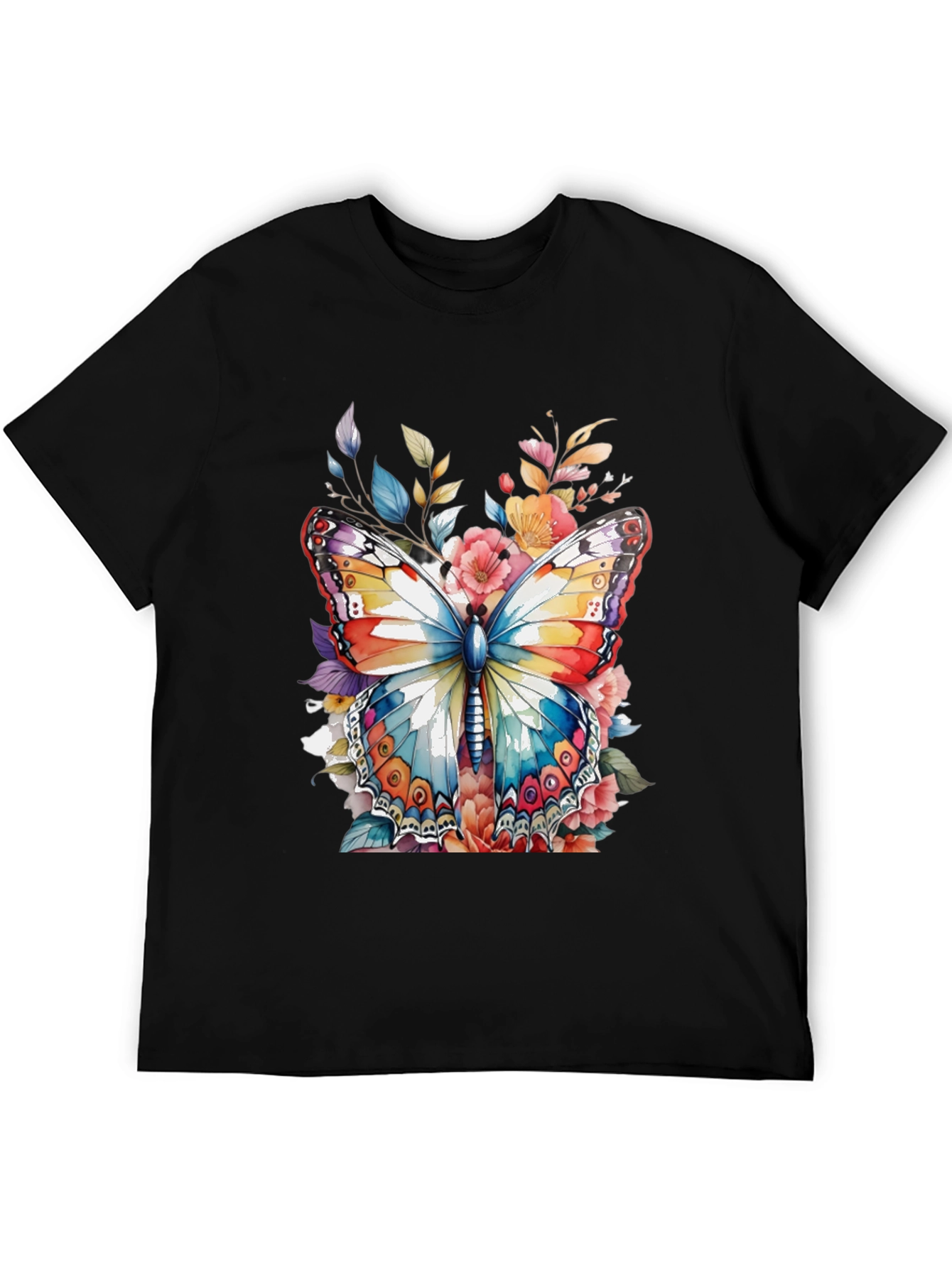 Black Butterfly Floral Graphic Tee view 5
