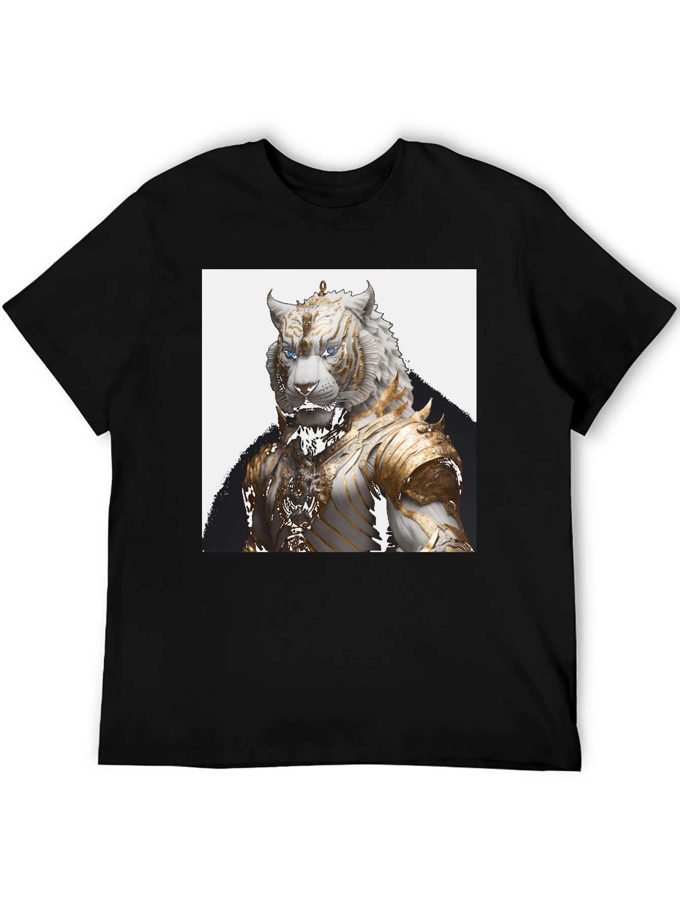 Black Tiger Warrior Graphic Tee - Premium Black Cotton T-Shirt view 5