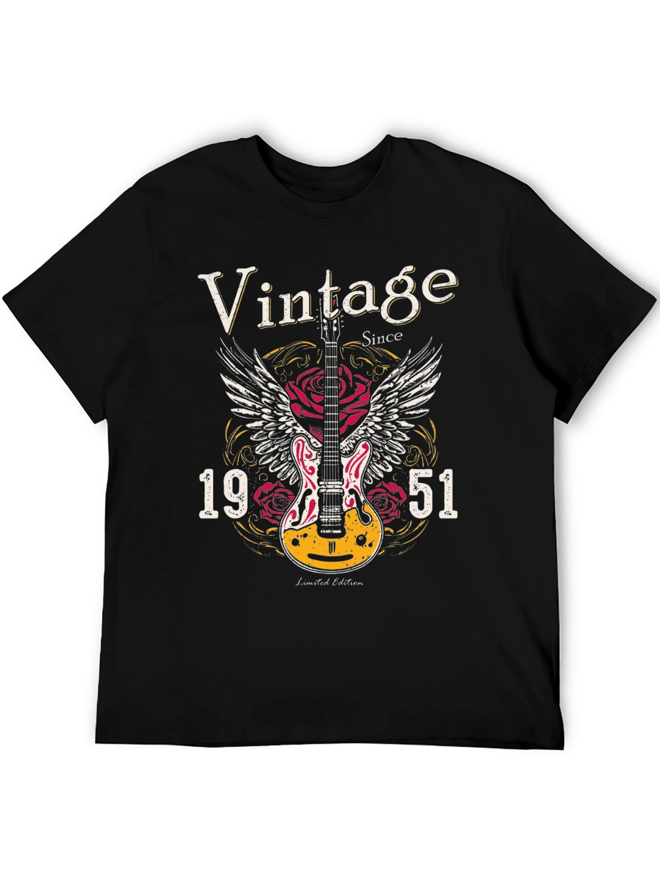 Black Vintage 1951 Guitar T-Shirt view 5