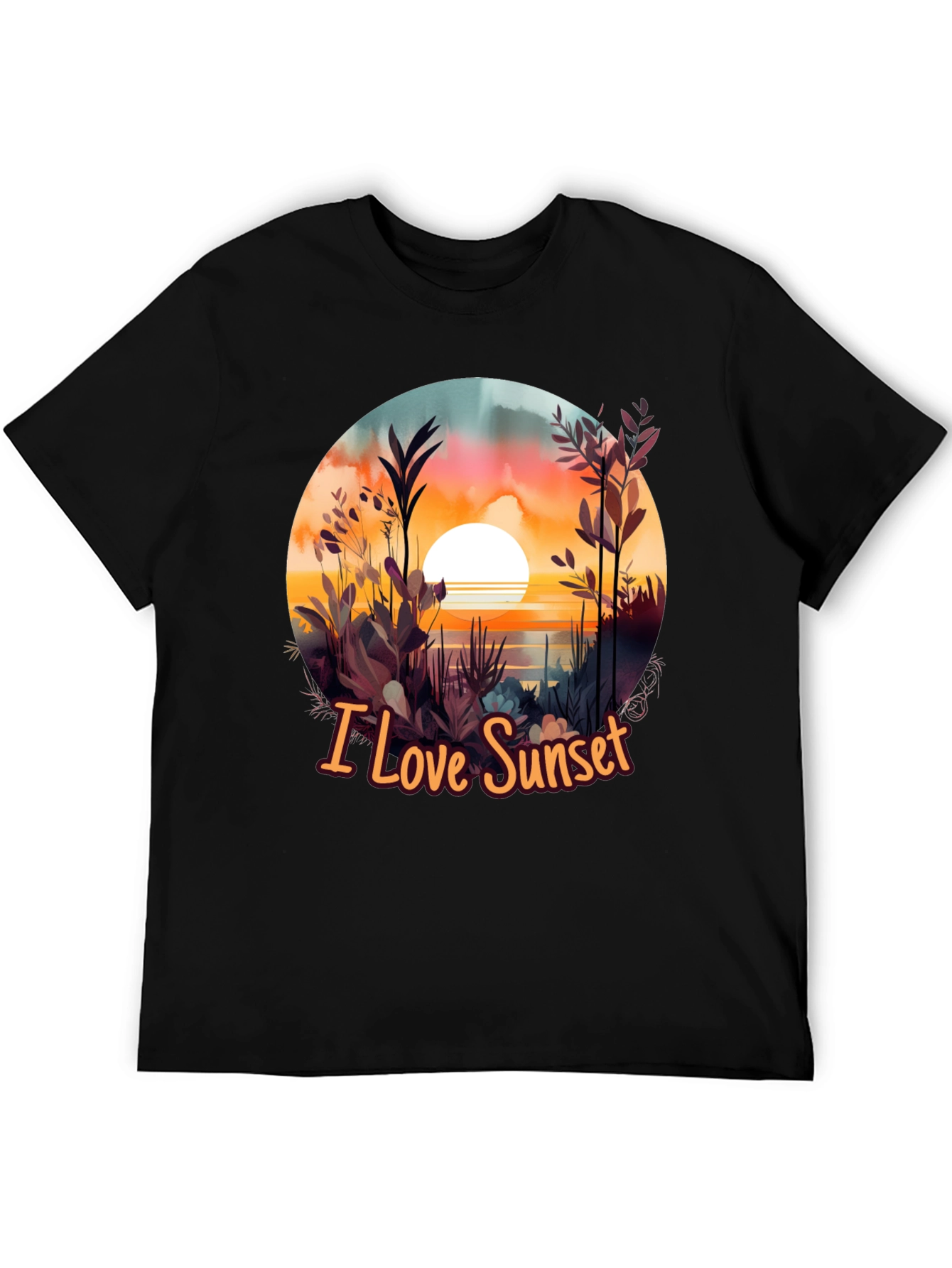 Black I Love Sunset Graphic Tee - Black view 5