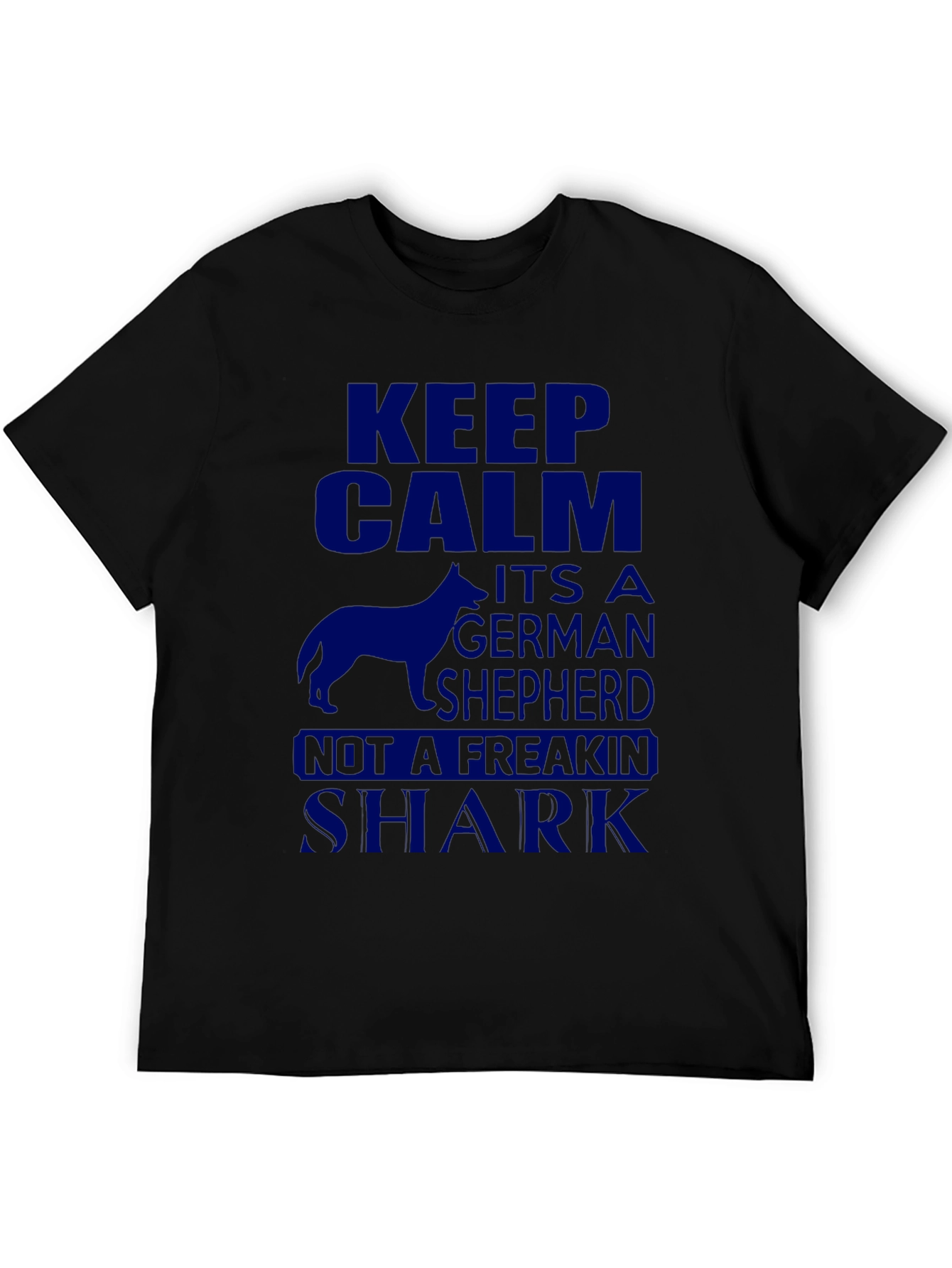 Black Keep Calm German Shepherd Novelty T-Shirt view 5