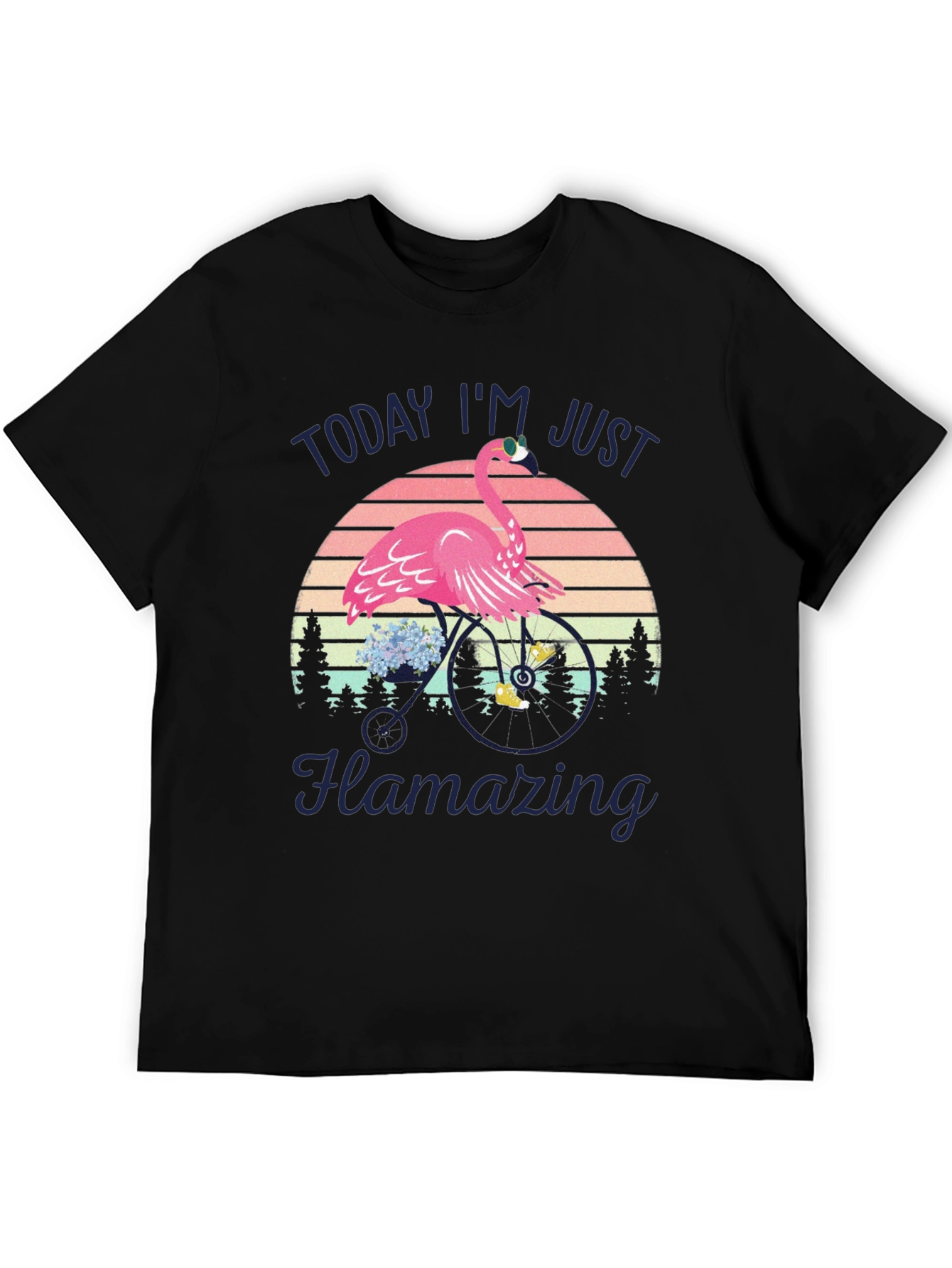 Black Flamazing Flamingo on Bike T-Shirt - Quirky Graphic Tee view 5