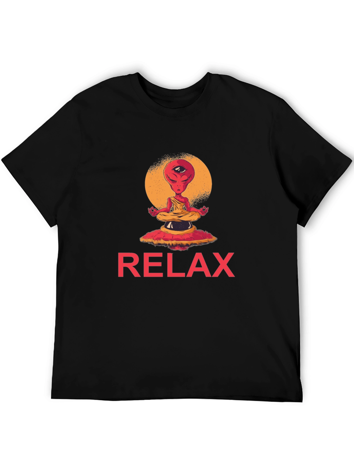 Black Relax Alien Meditation Graphic Tee view 5