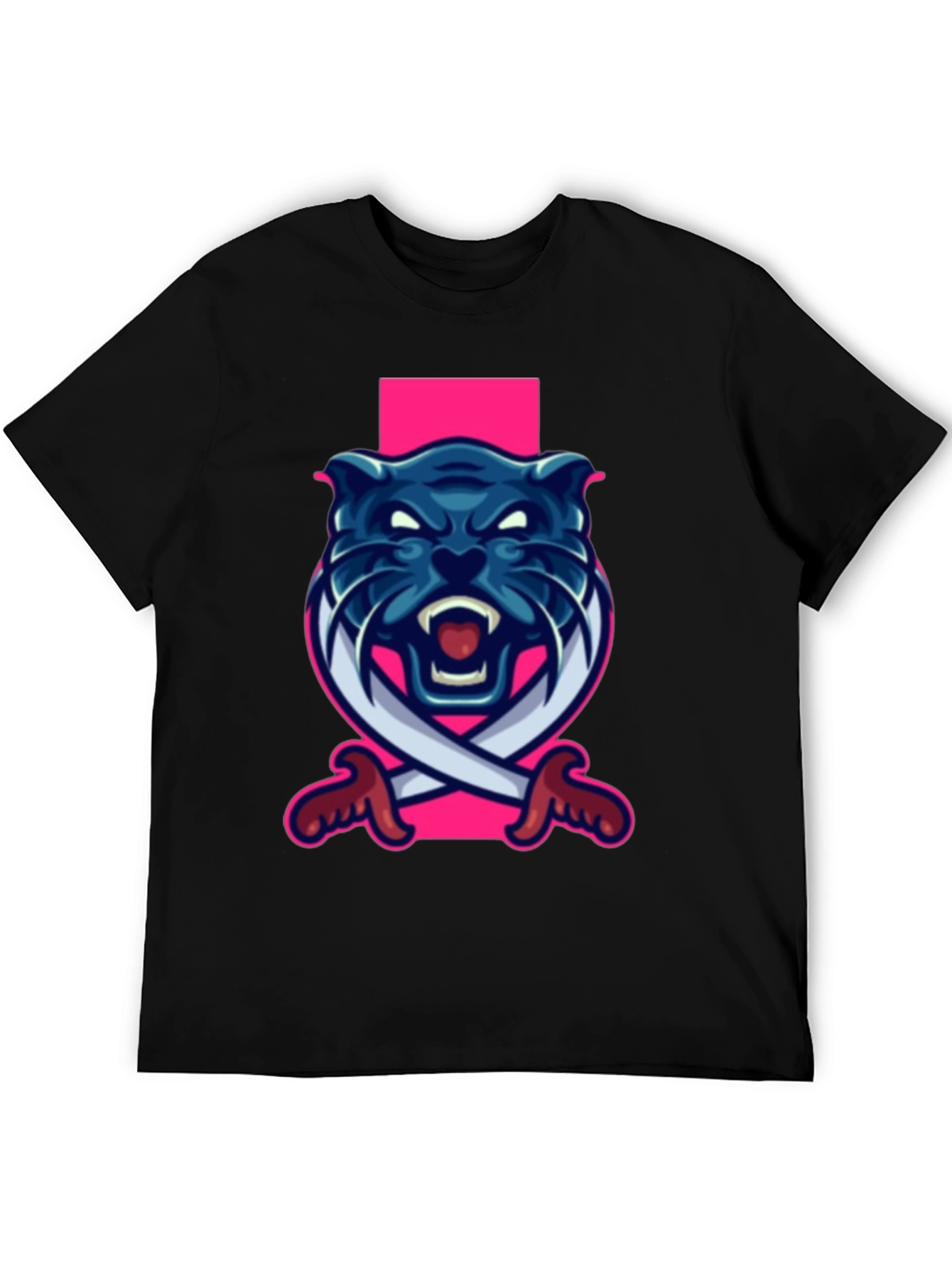 Black Black T-Shirt with Blue Panther Sword Graphic view 5