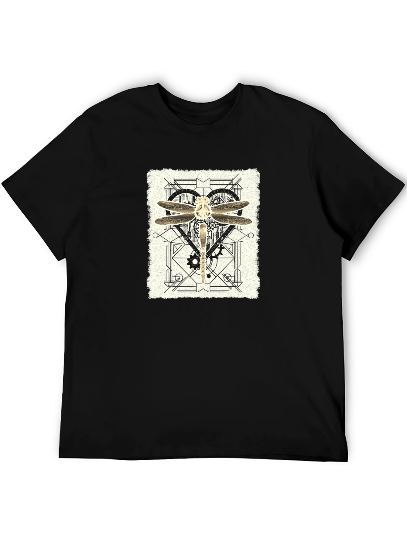 Black Steampunk Dragonfly Graphic T-Shirt - Unique Design view 5