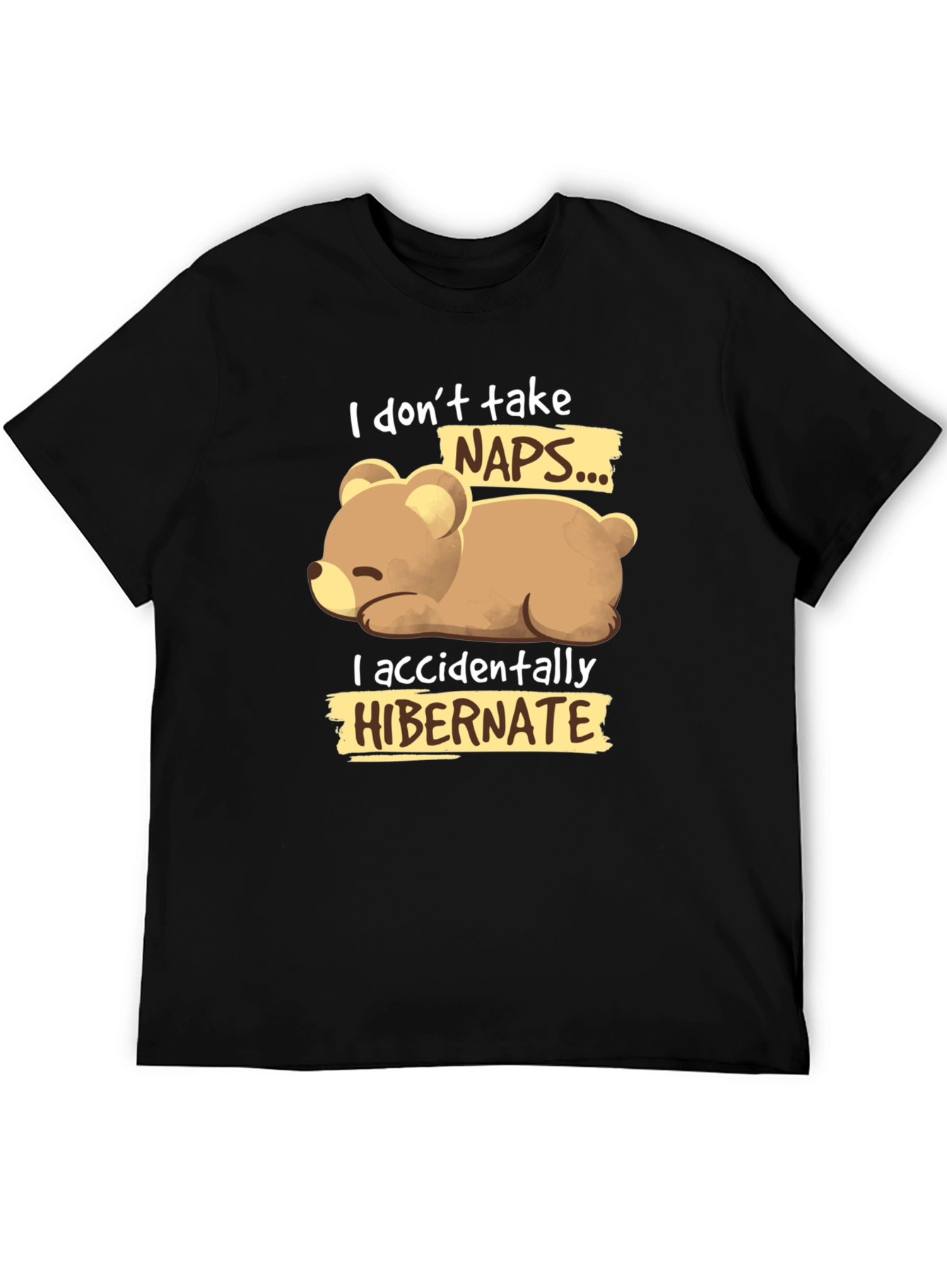 Black Funny Bear Hibernation T-Shirt - Novelty Sleep Tee view 5