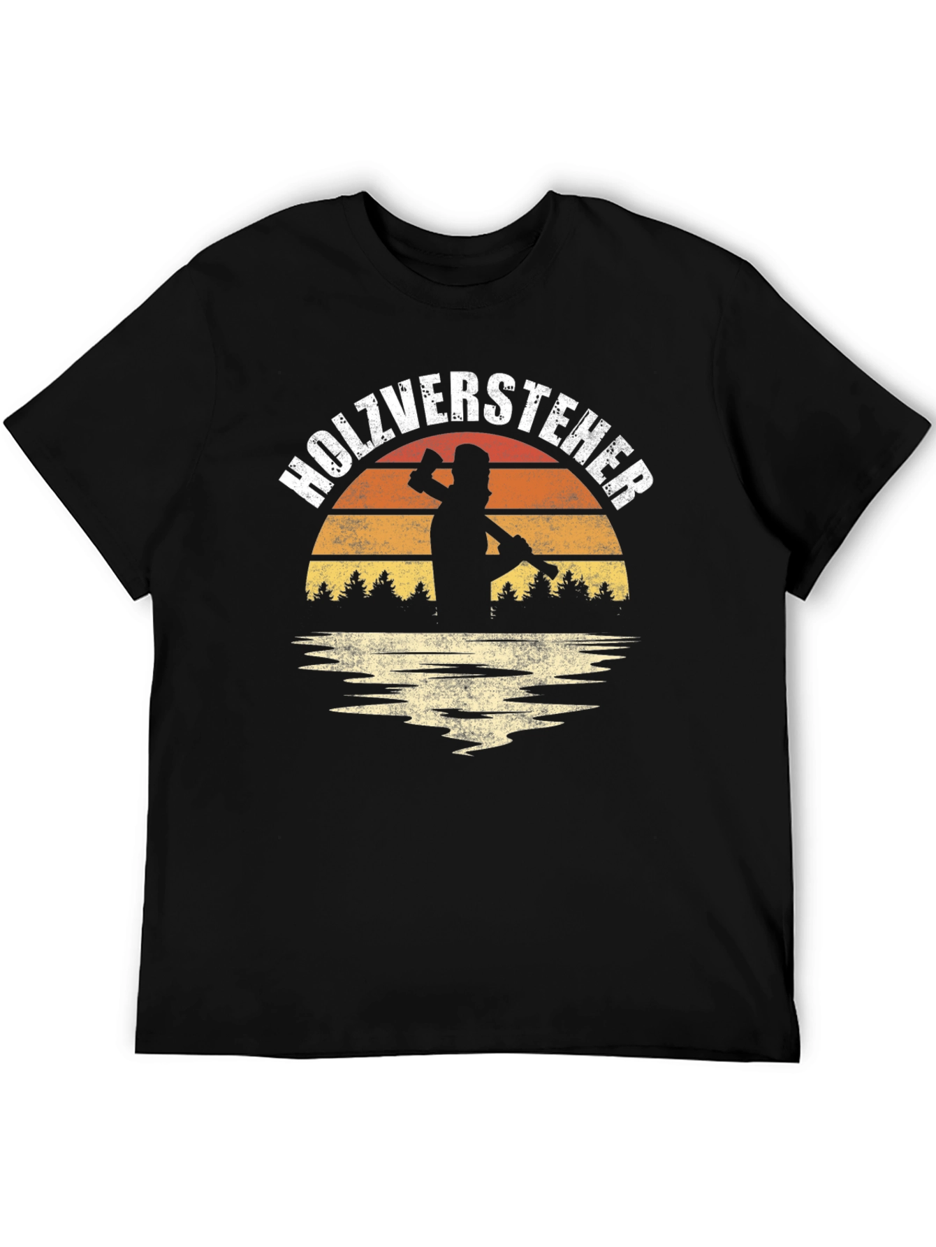 Black Holzversteher Graphic Tee - Woodworker Retro Sunset T-Shirt view 5