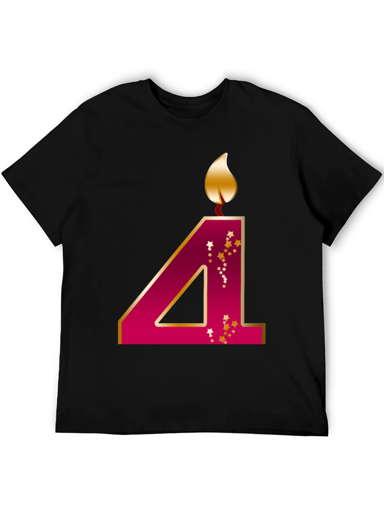 Birthday Number 4 Candle T-Shirt - 5