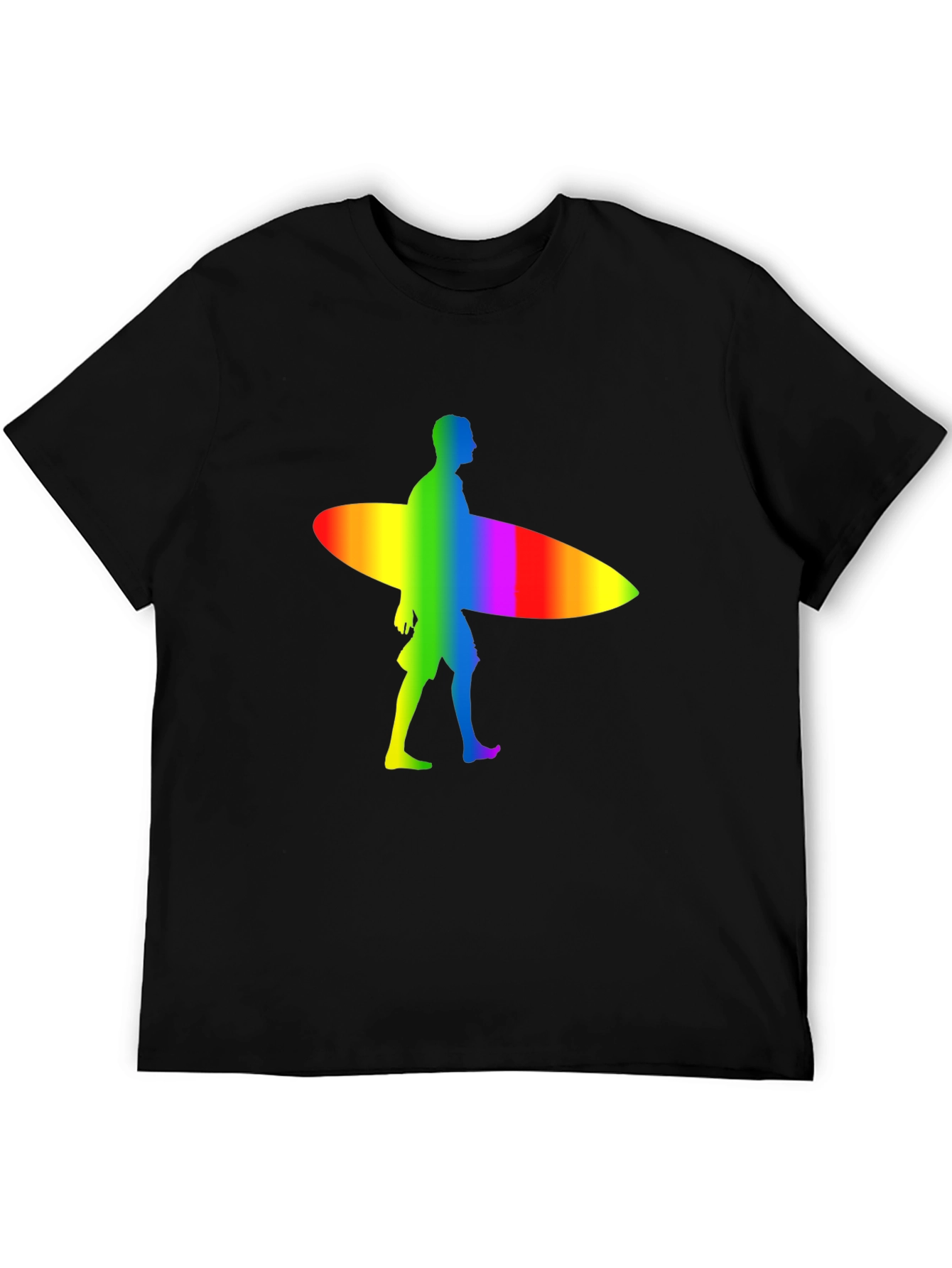 Black Rainbow Surfer Graphic Tee - Black Cotton Comfort view 5