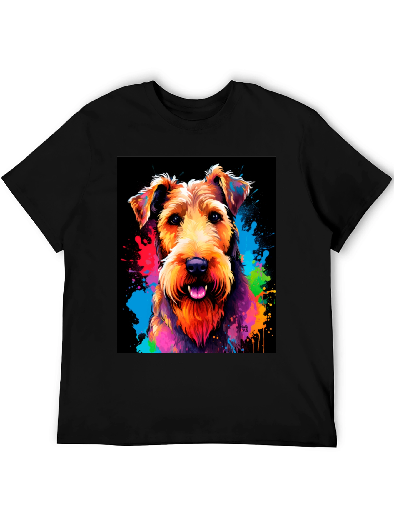 Black Colorful Dog Graphic T-Shirt view 5