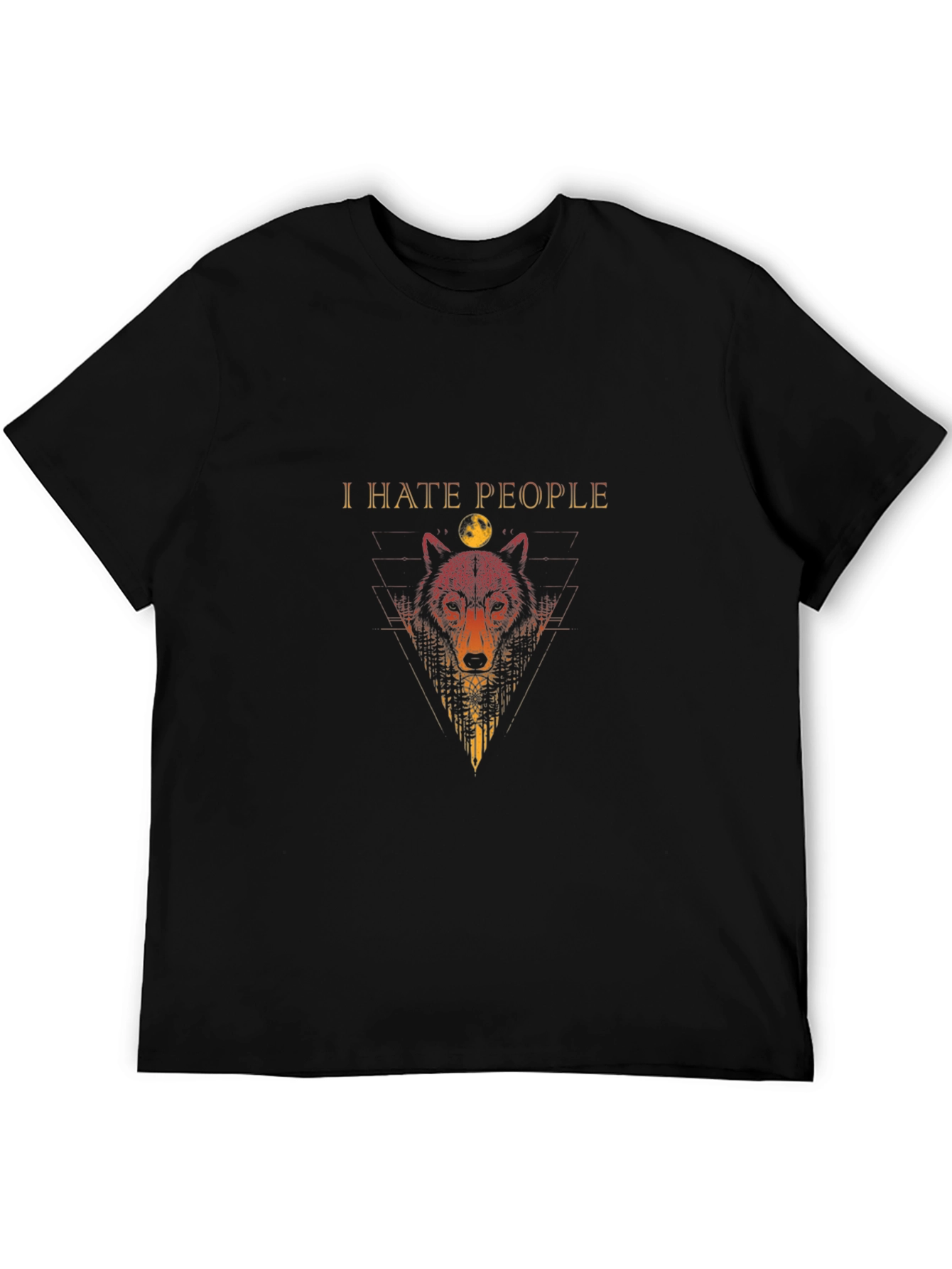 Black I Hate People Wolf Graphic Tee - Black view 5