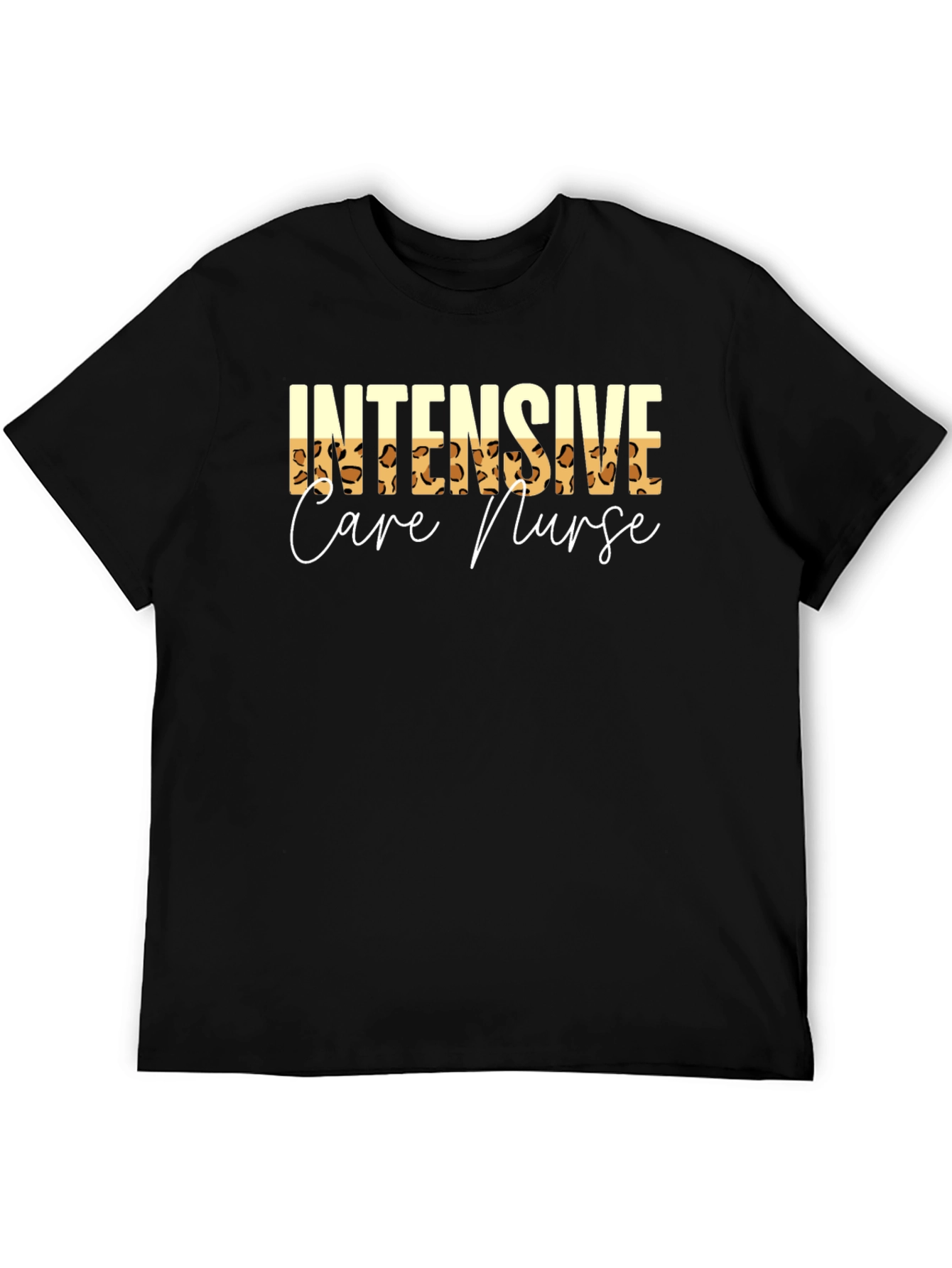 Black Intensive Care Nurse Leopard Print T-Shirt view 5