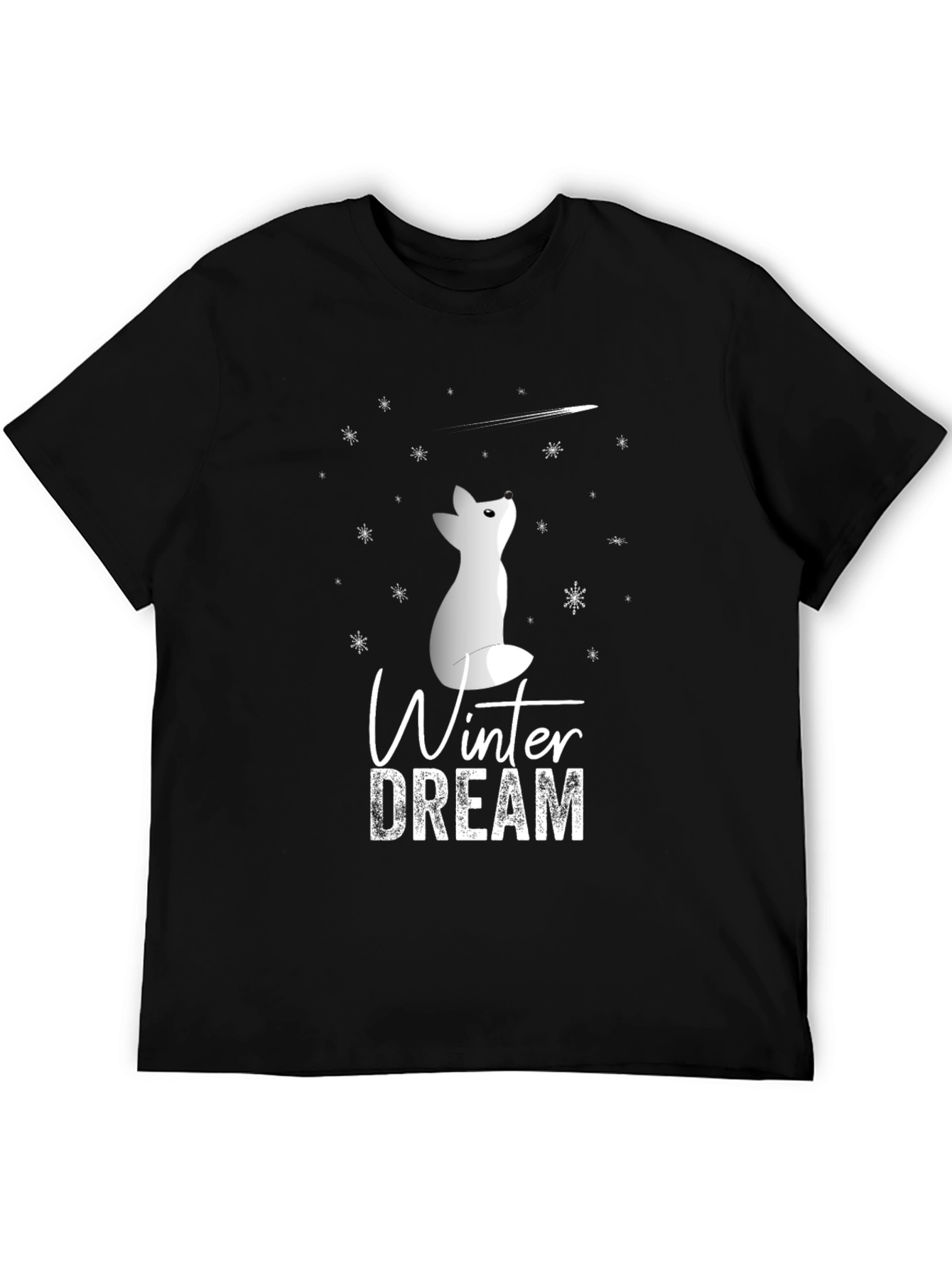 Black Winter Dream Fox Graphic Tee - Soft Cotton Blend view 5