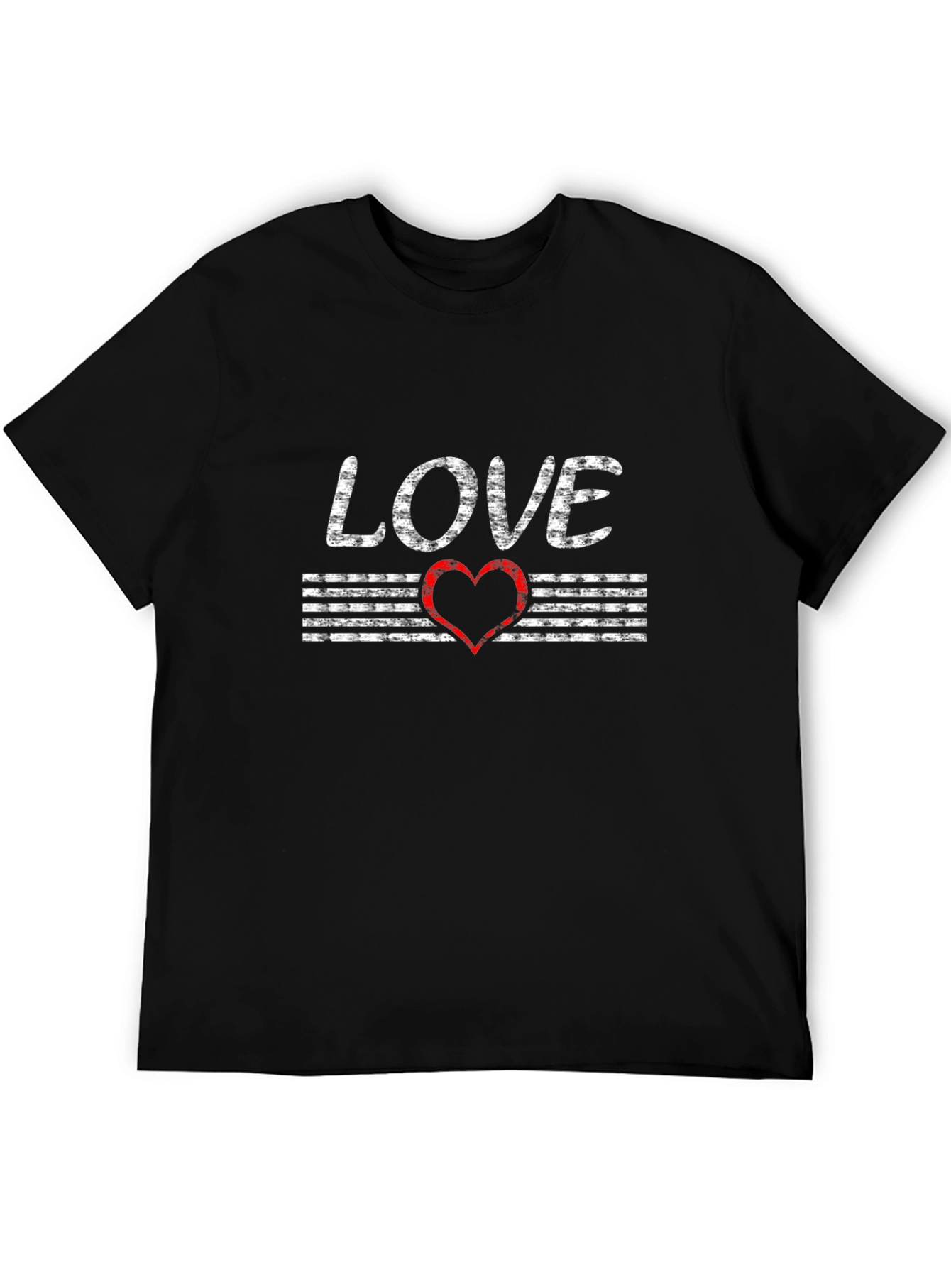 Black Love Graphic T-Shirt - Distressed Heart Design view 5