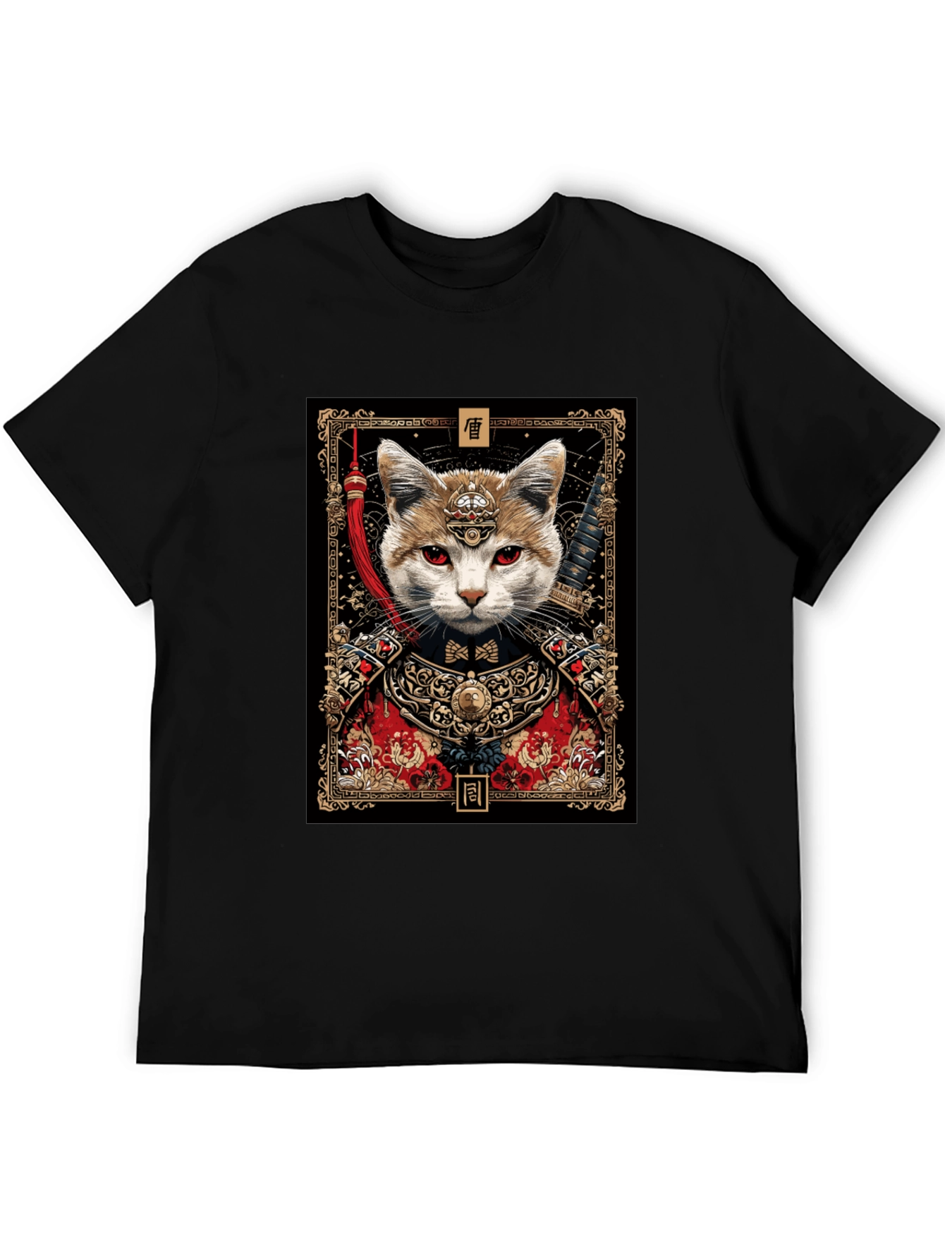 Black Samurai Cat Graphic Tee - Unique Design view 5