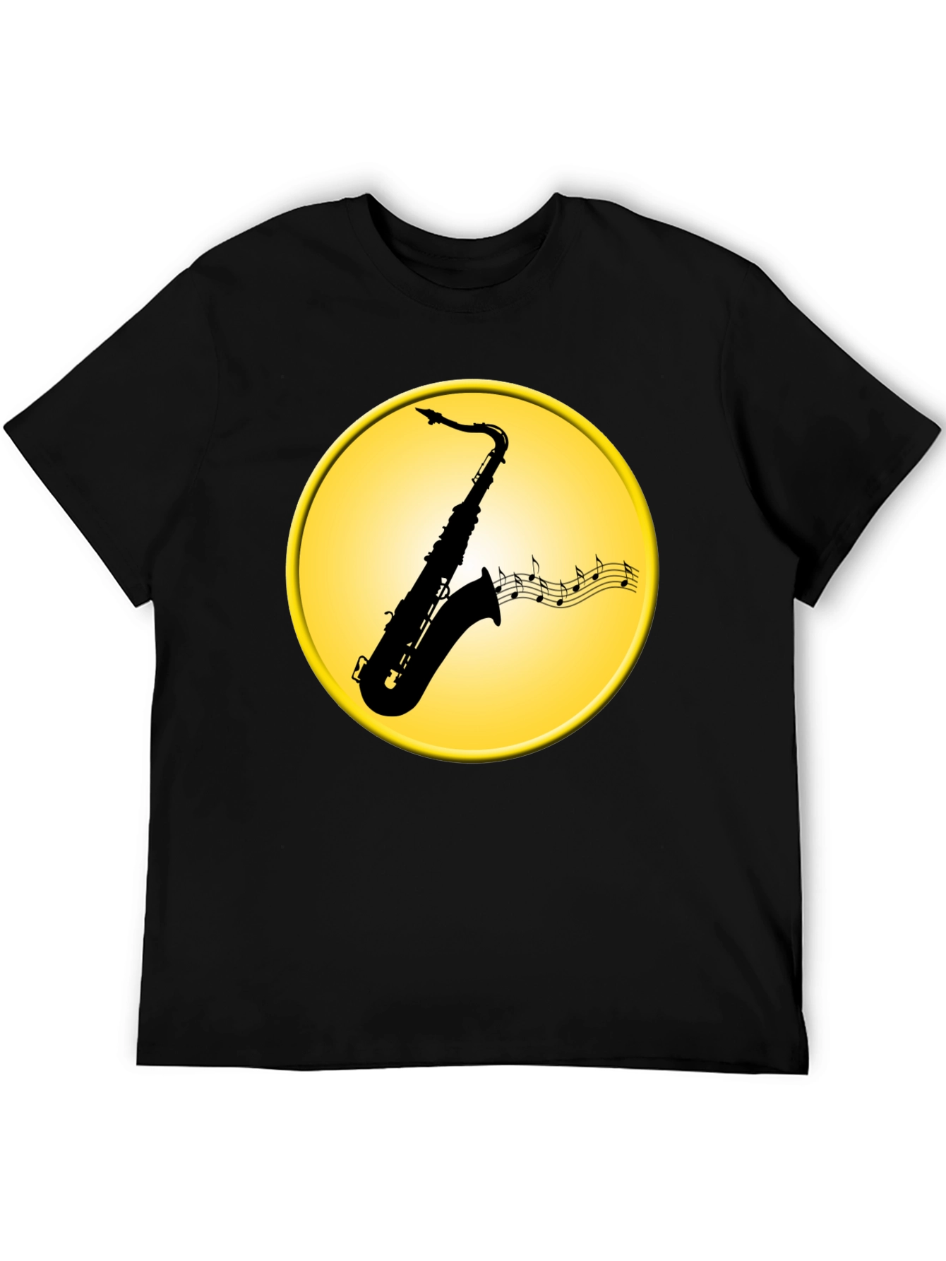 Black Saxophone Music Notes Graphic Tee view 5